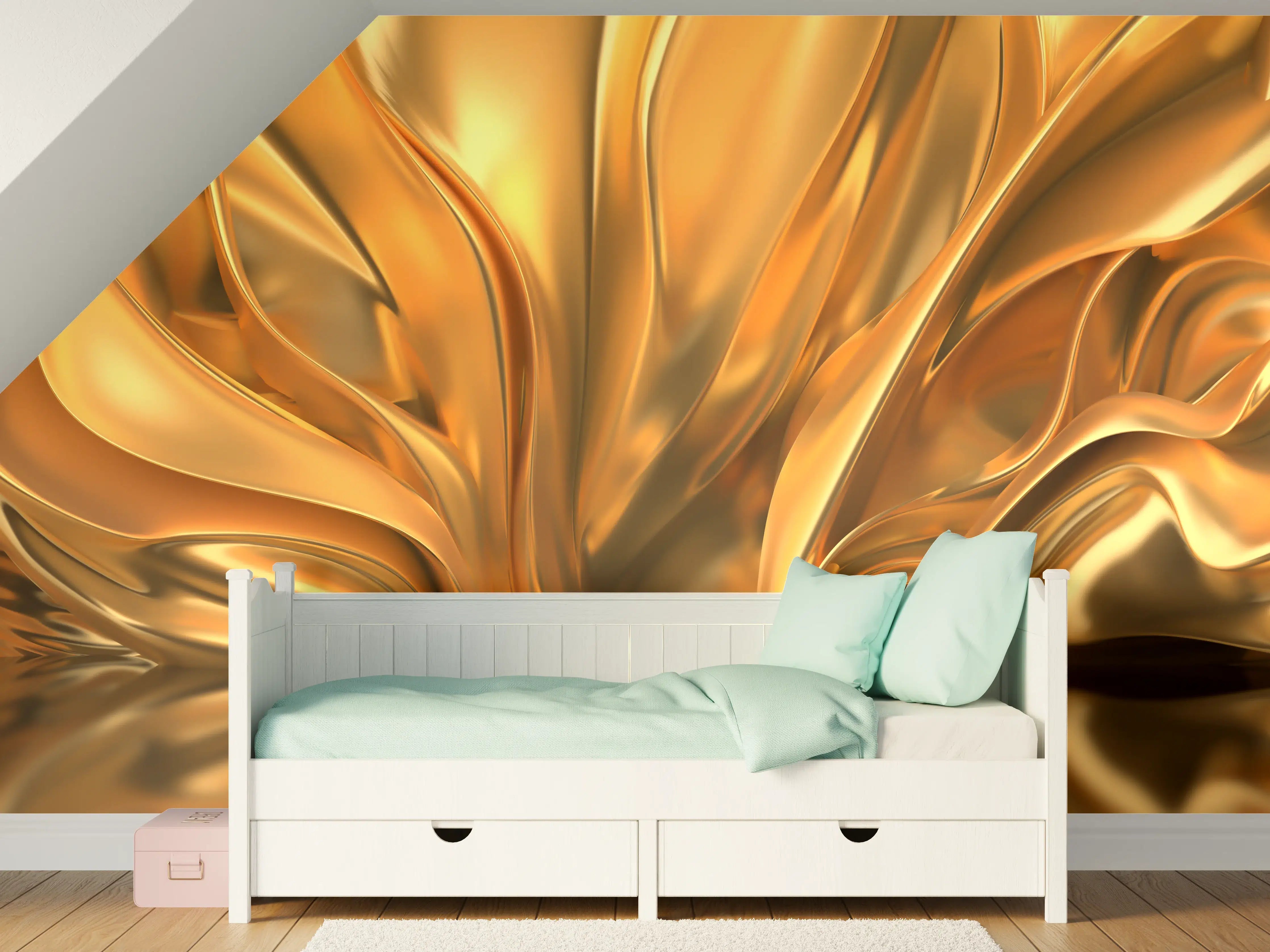 Kinderzimmer Wandgestaltung - Goldene Metall-Textur mit glänzendem Finish