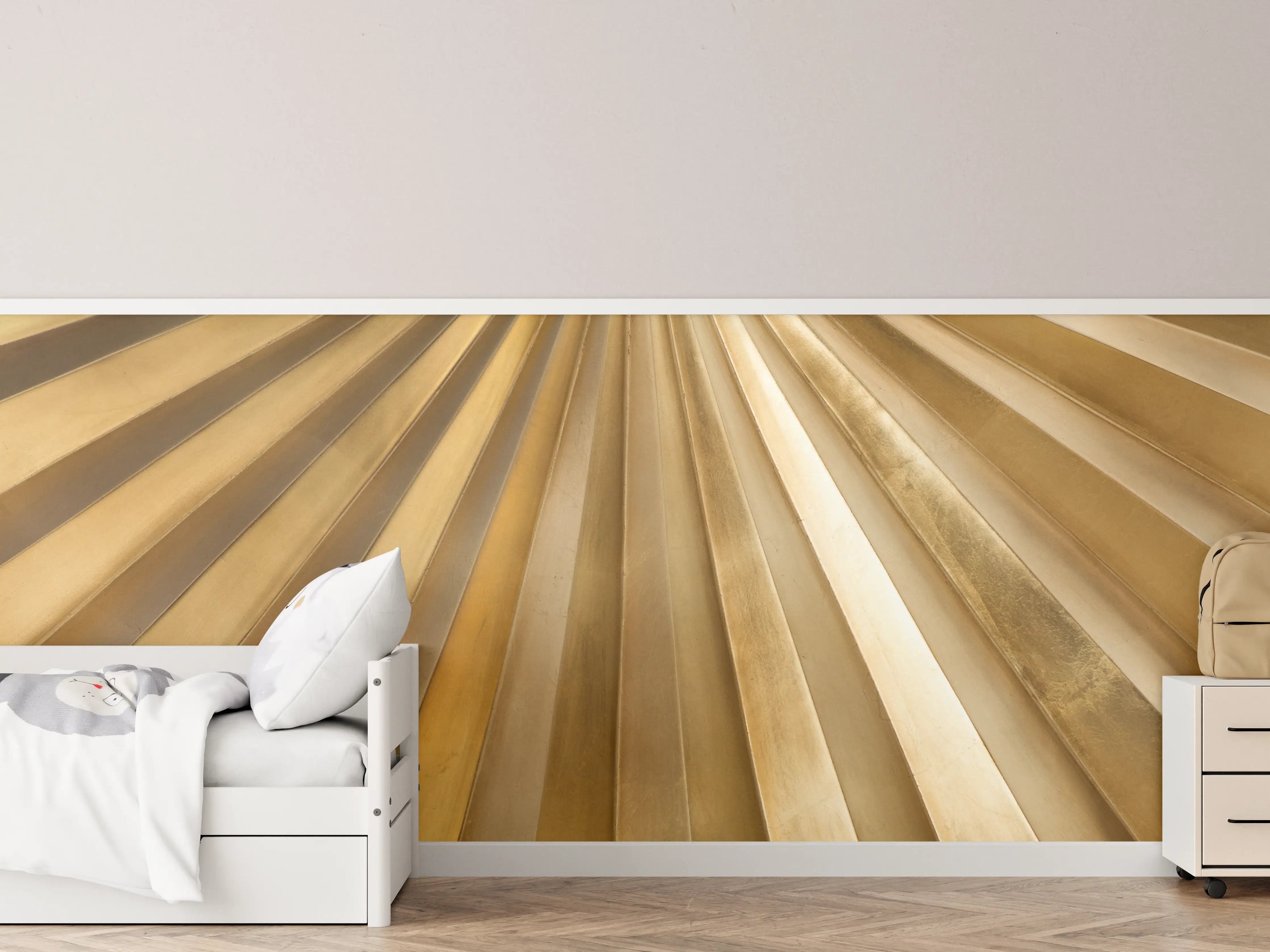 Kinderzimmer Wandgestaltung - Goldene Metalllamellen