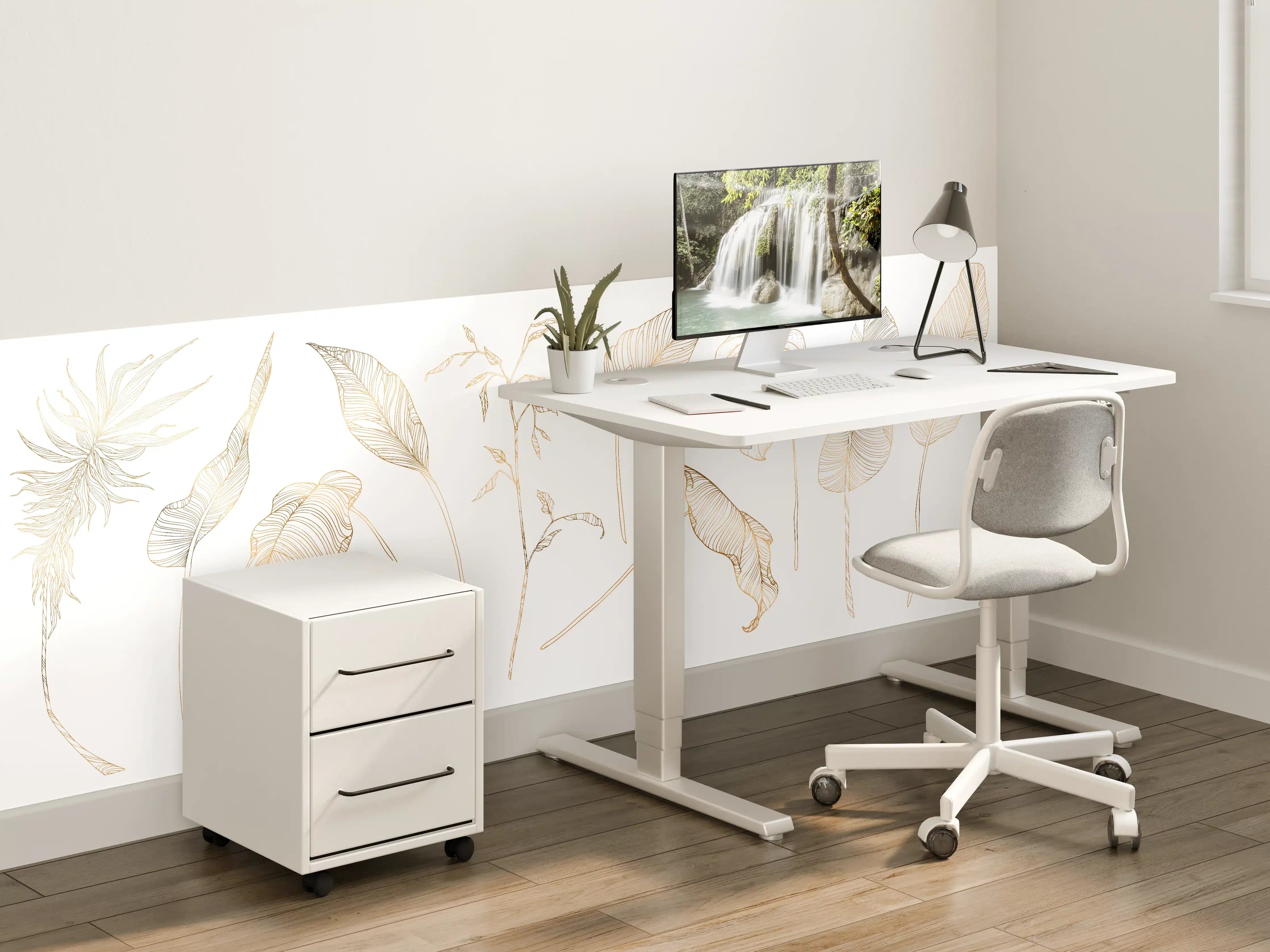 Kinderzimmer Wandgestaltung - Goldene Pflanzenlinien Zeichnung