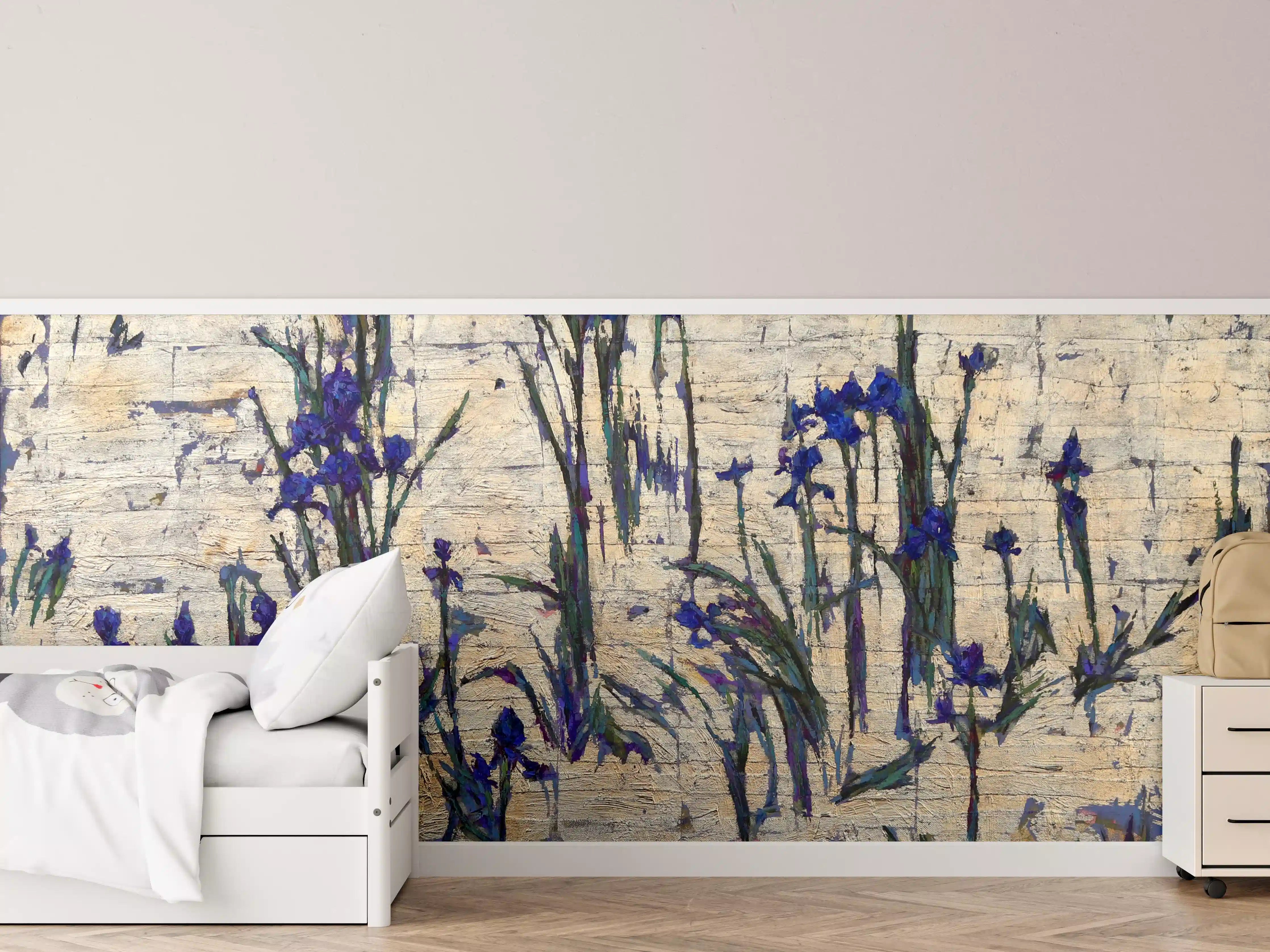 Kinderzimmer Wandgestaltung - Goldener Hintergrund mit Violet