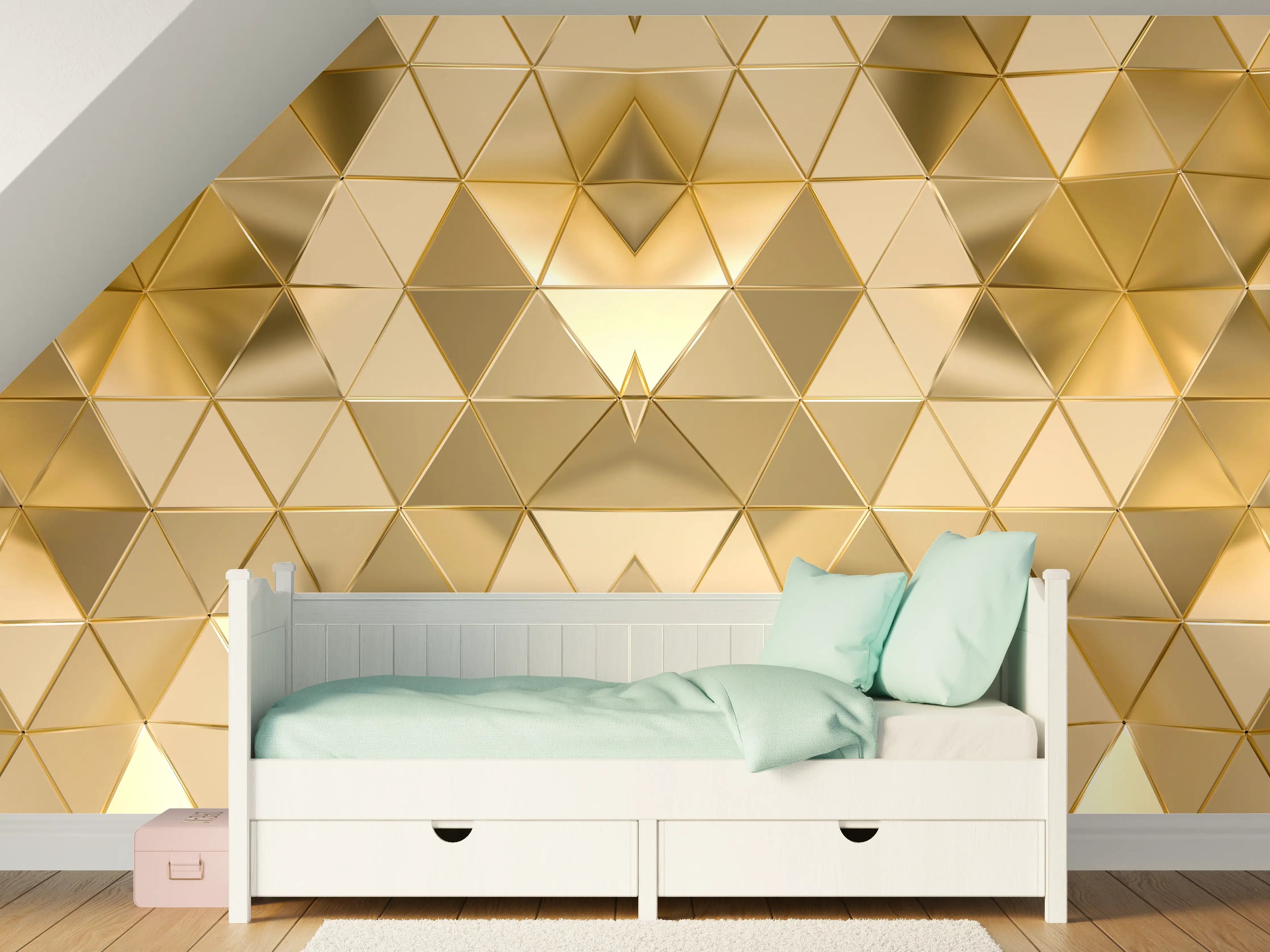 Kinderzimmer Wandgestaltung - Goldenes Geometrie-Muster
