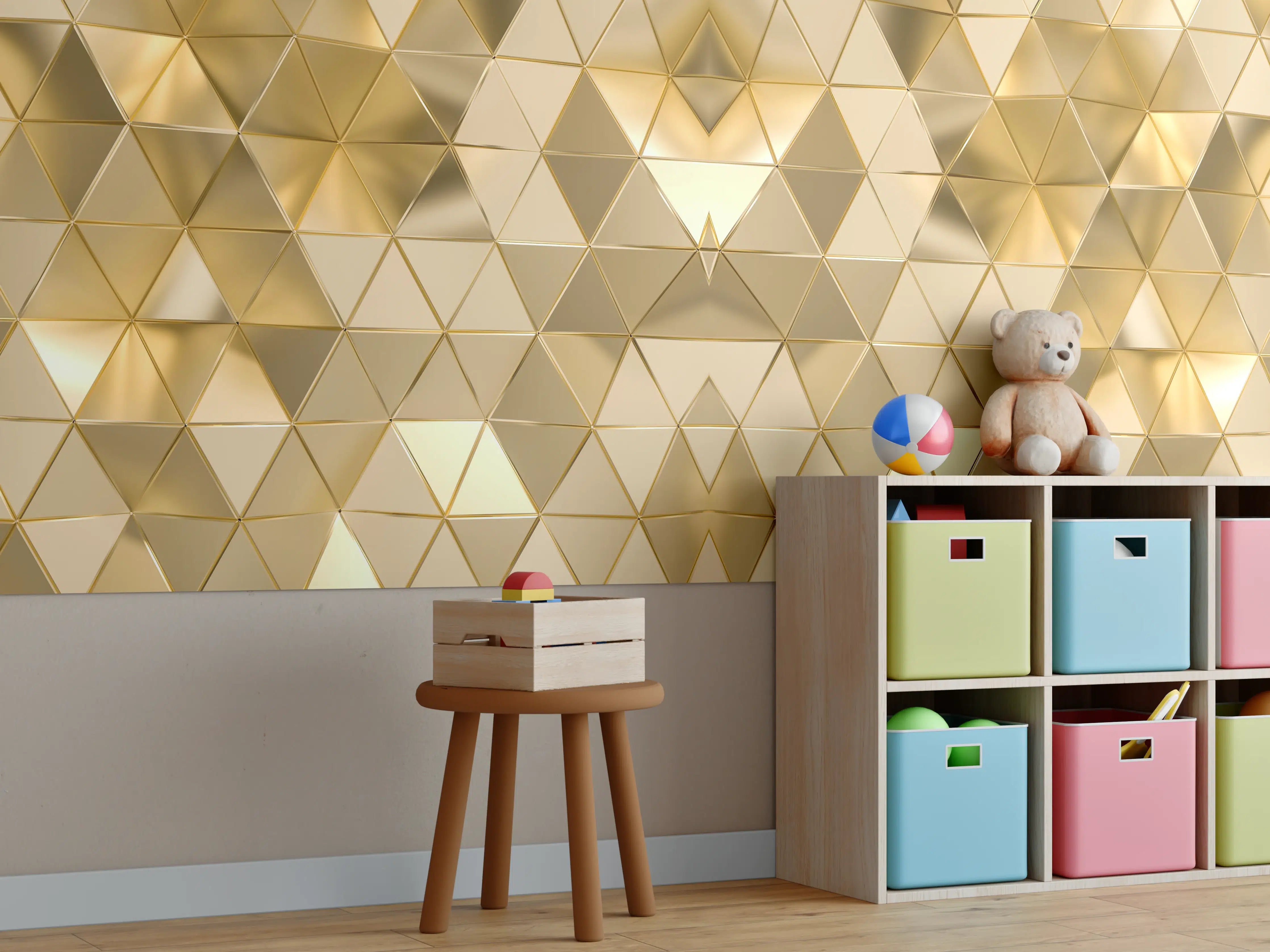 Kinderzimmer Wandgestaltung - Goldenes Geometrie-Muster