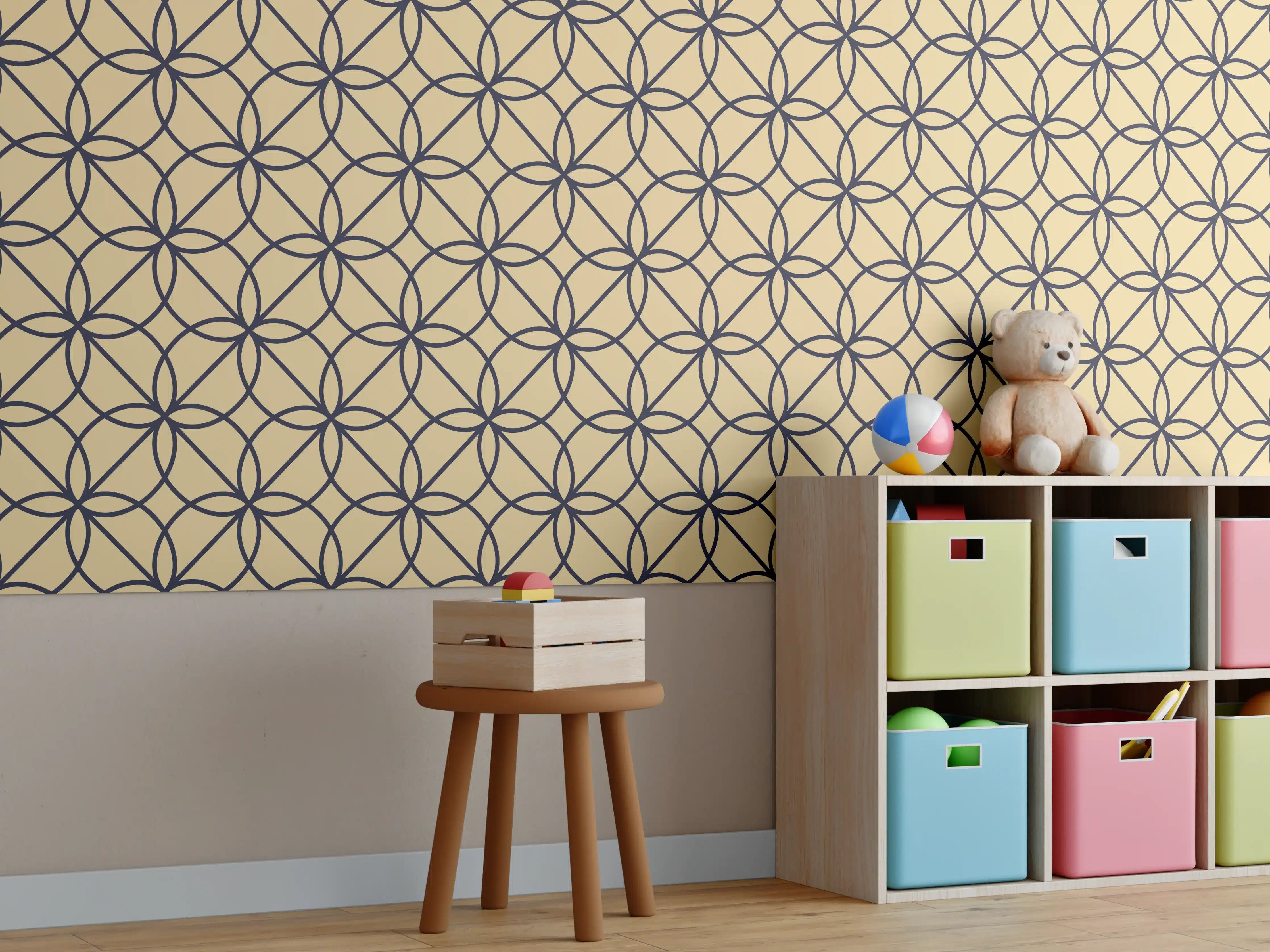 Kinderzimmer Wandgestaltung - Goldenes Geometrisches Muster
