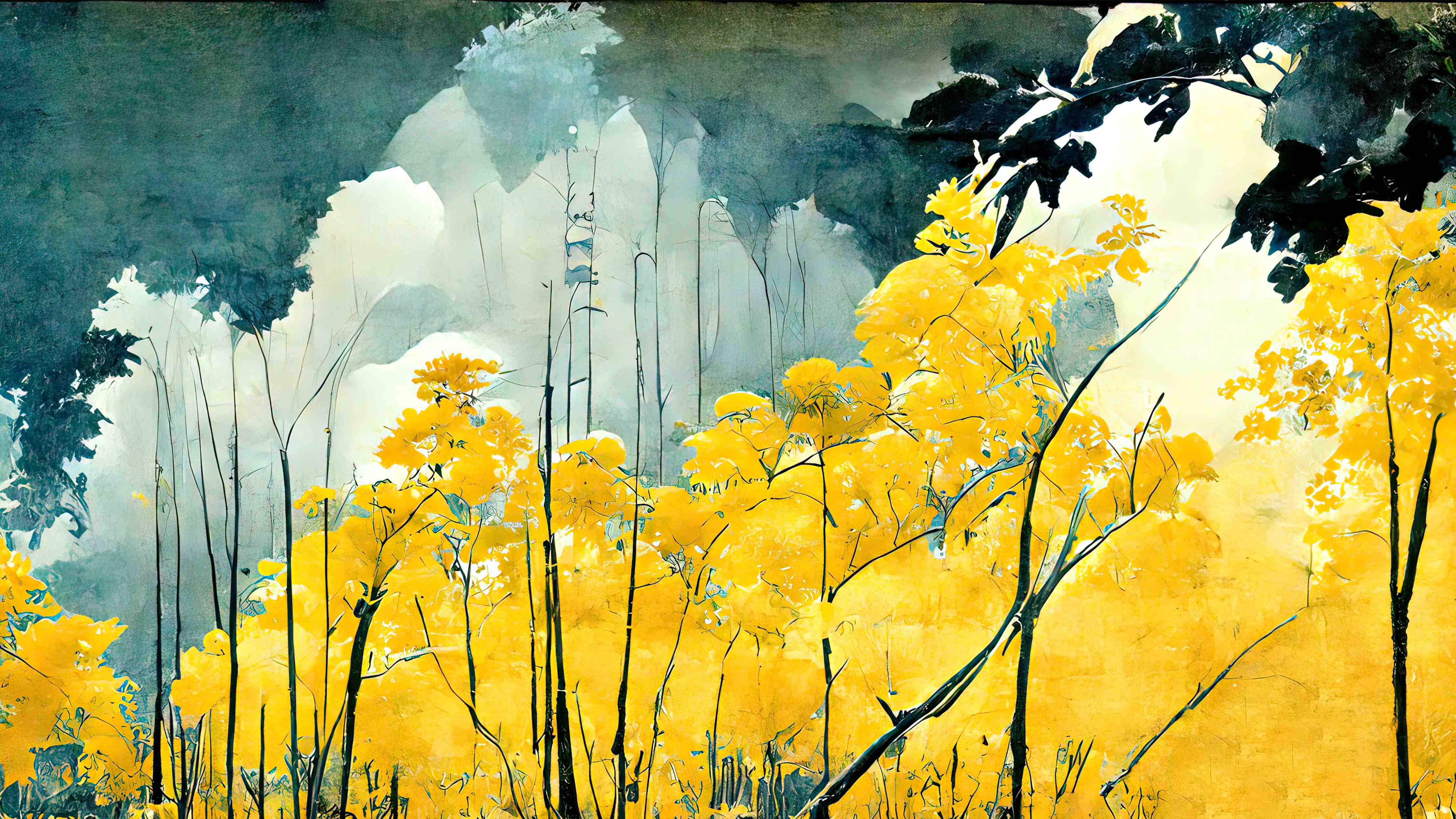 Kinderzimmer Wandgestaltung-Goldenes Herbstlaub in Waldlandschaft