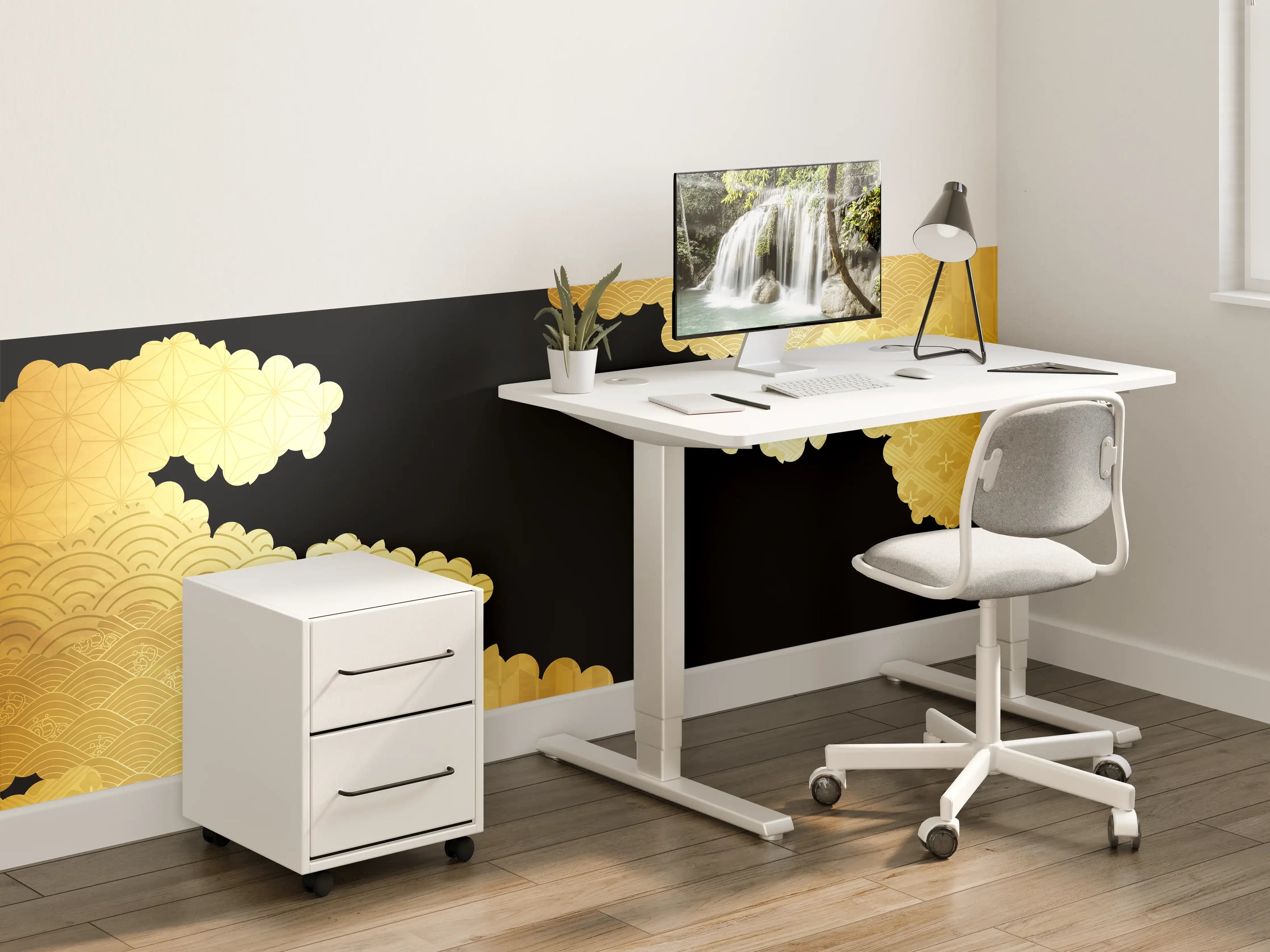 Kinderzimmer Wandgestaltung - Goldenes Wolkendesign Muster