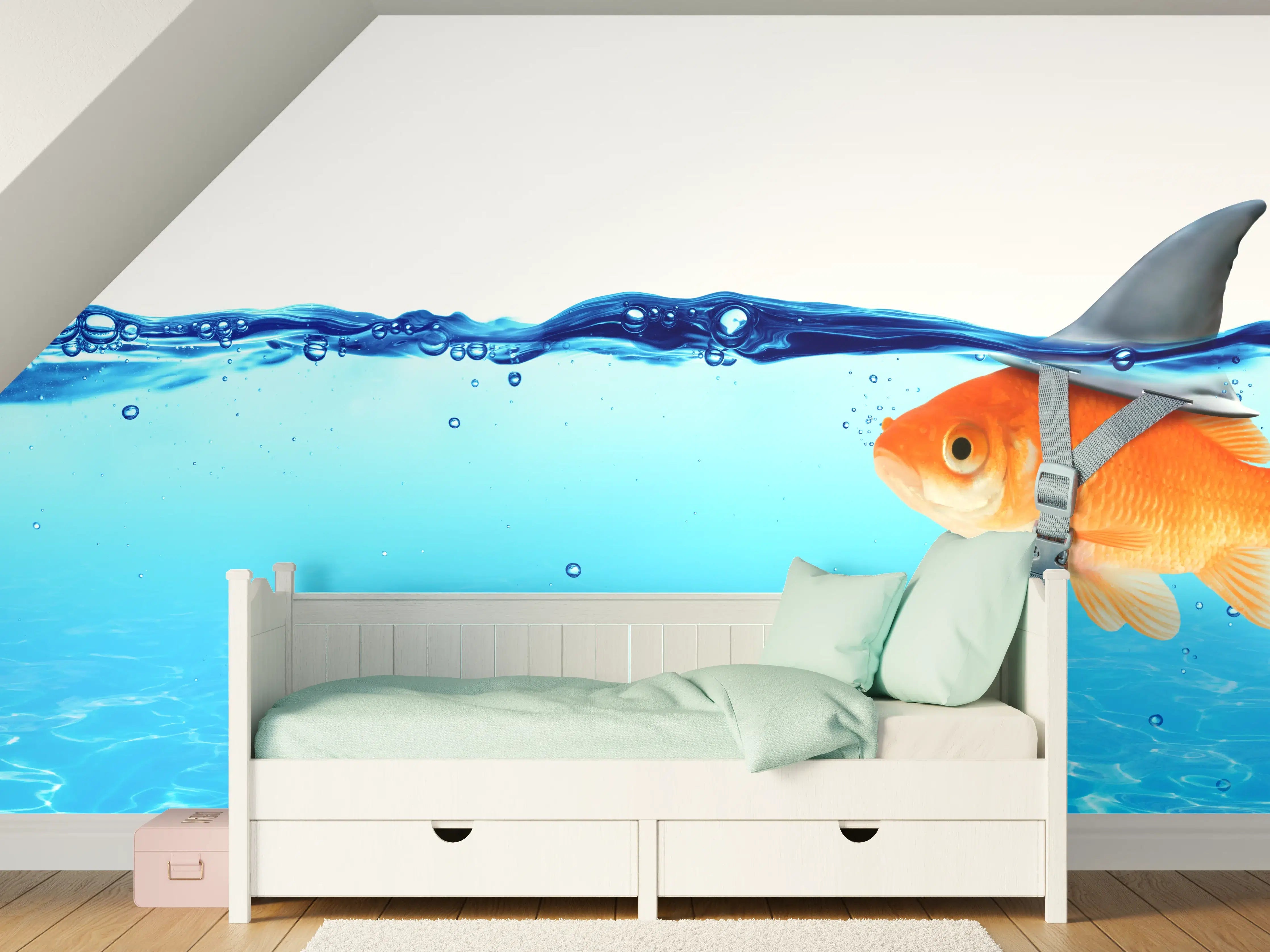 Kinderzimmer Wandgestaltung - Goldfisch als Hai