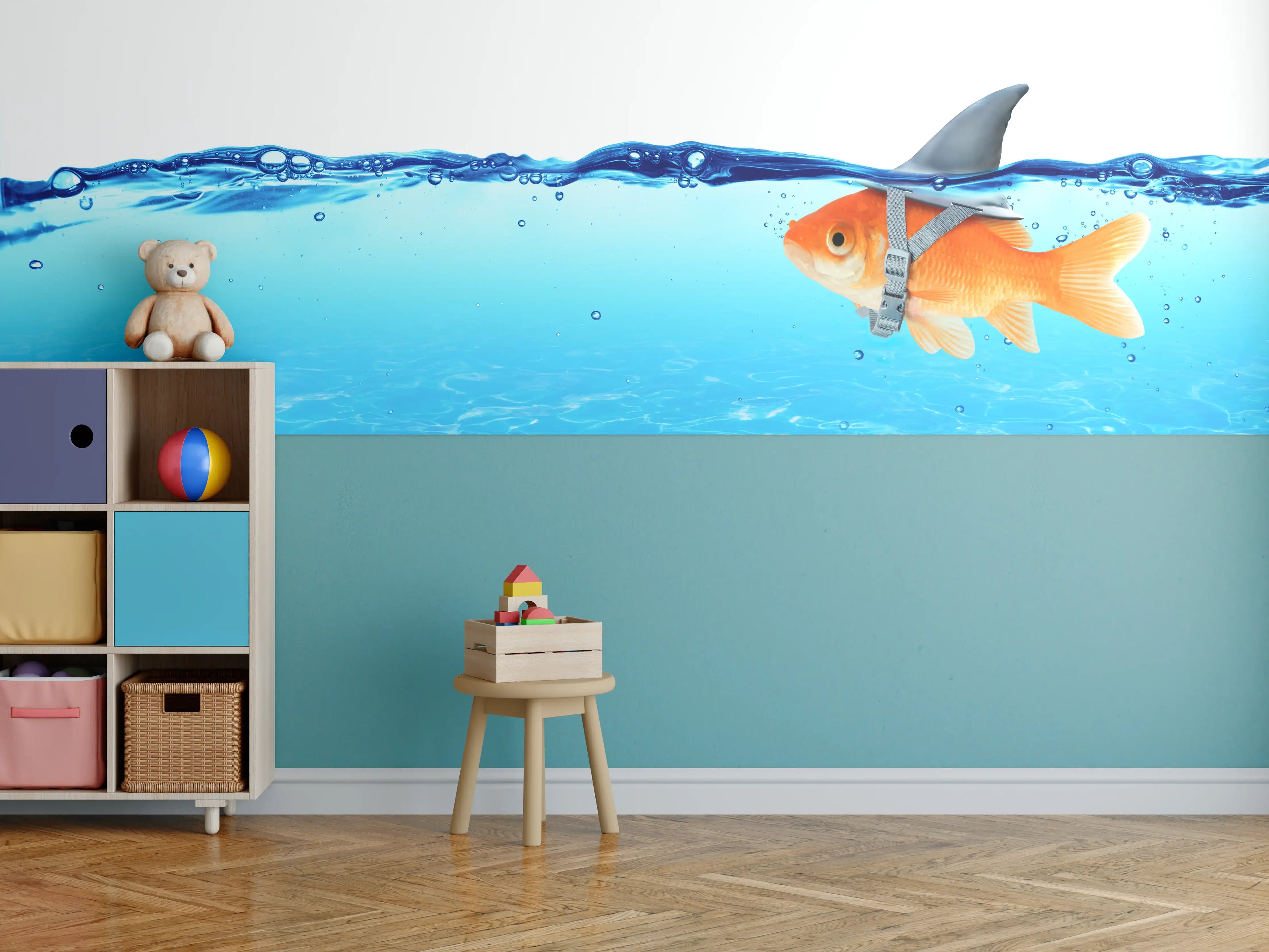 Kinderzimmer Wandgestaltung - Goldfisch als Hai