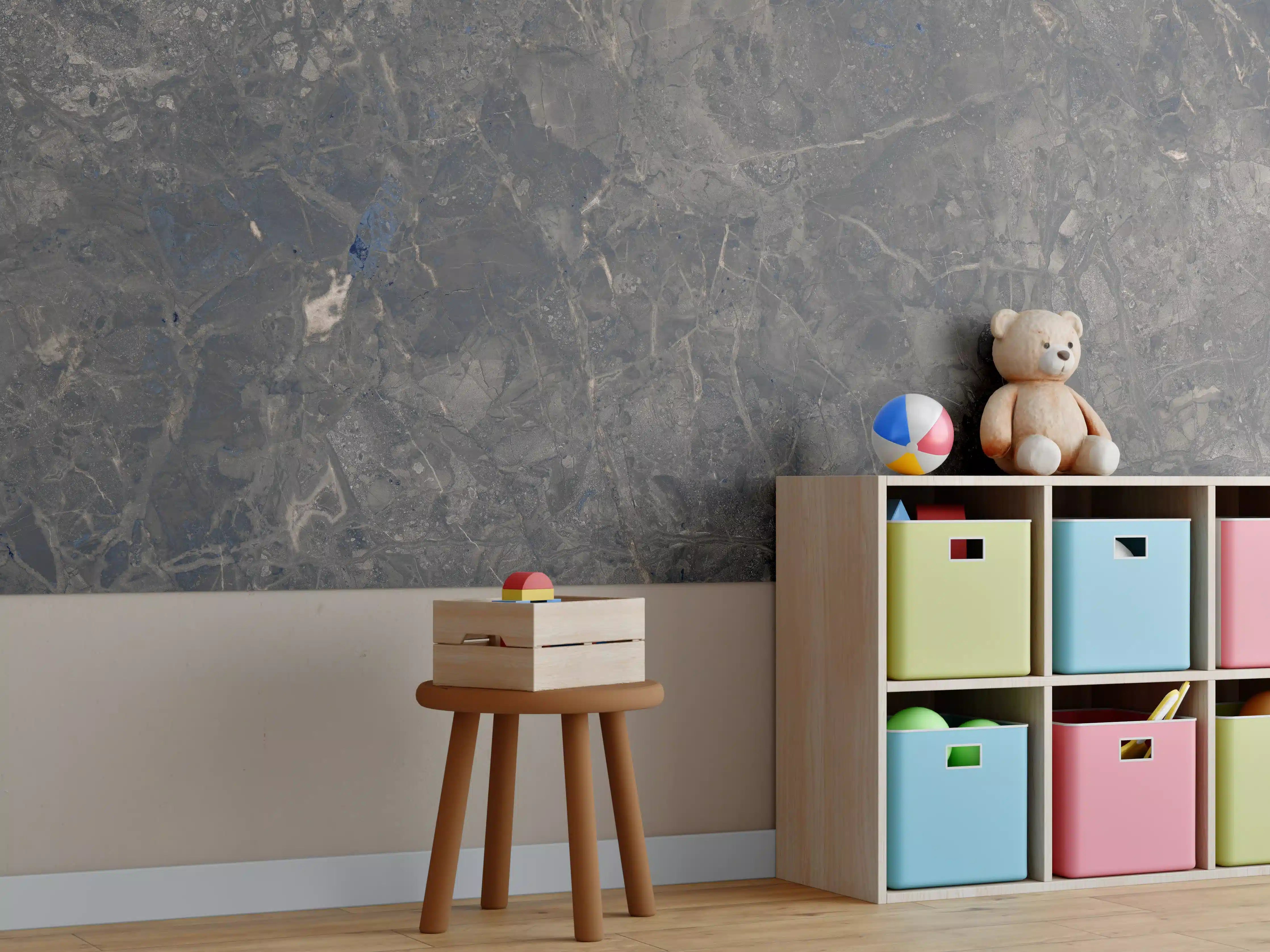 Kinderzimmer Wandgestaltung - Gräulich Rustikale Marmor Textur