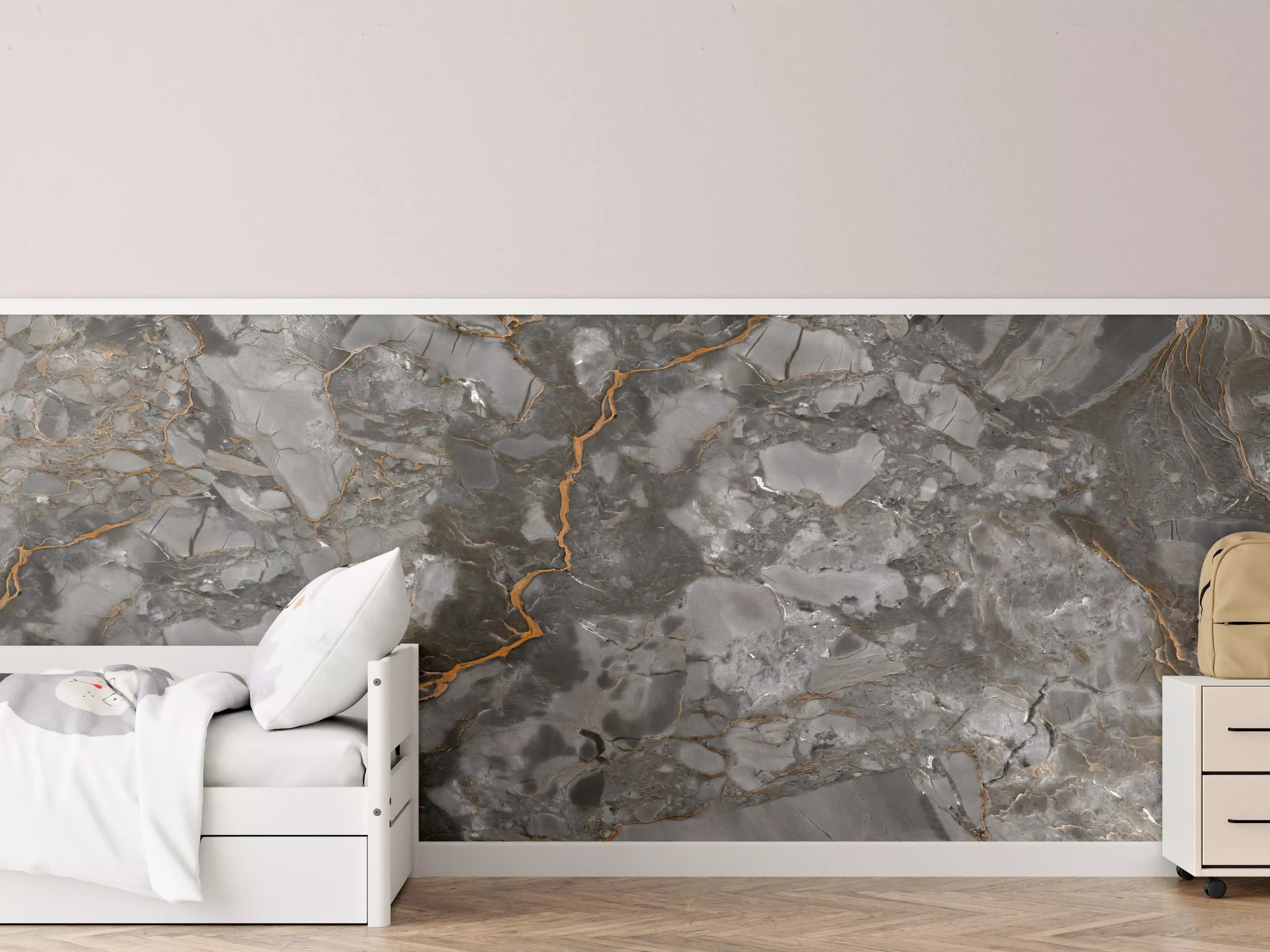 Kinderzimmer Wandgestaltung - Gräulich-Schwarzer Marmor