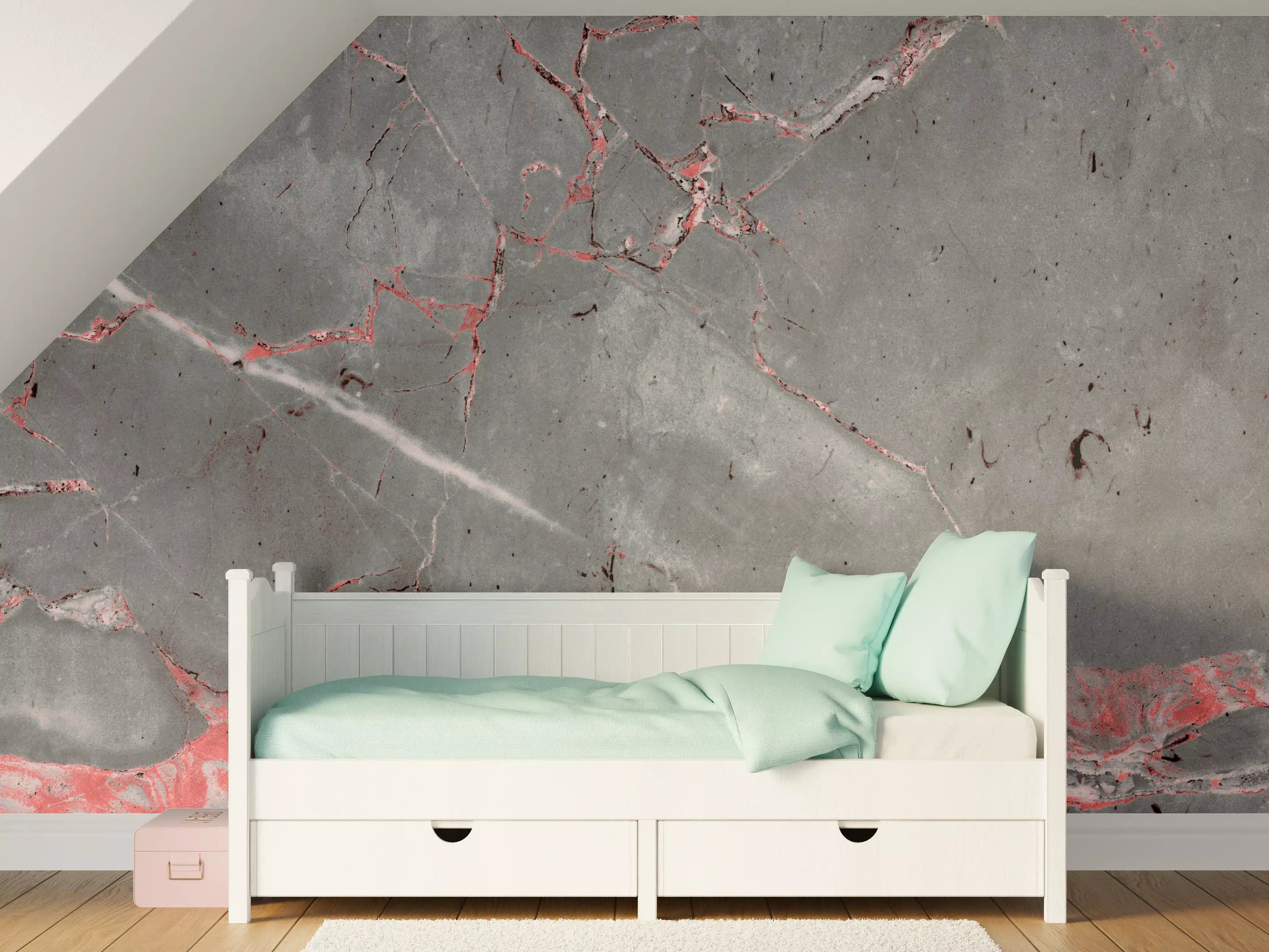 Kinderzimmer Wandgestaltung - Gräulich-rote Marmor Textur