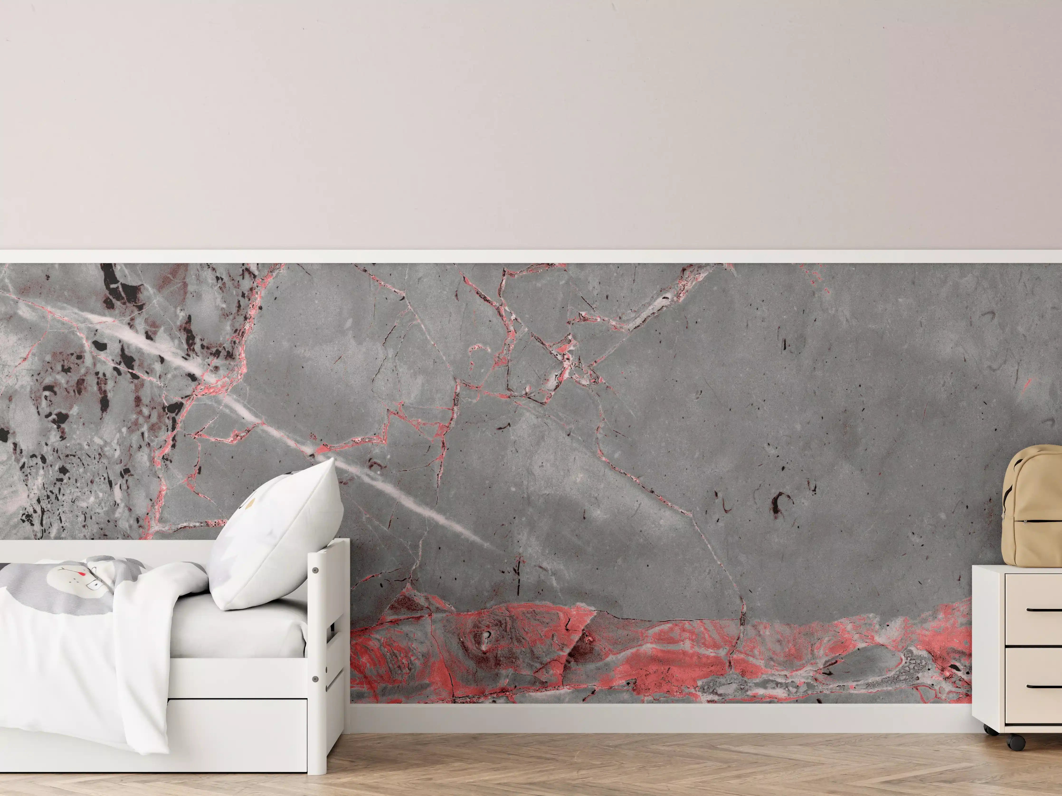 Kinderzimmer Wandgestaltung - Gräulich-rote Marmor Textur