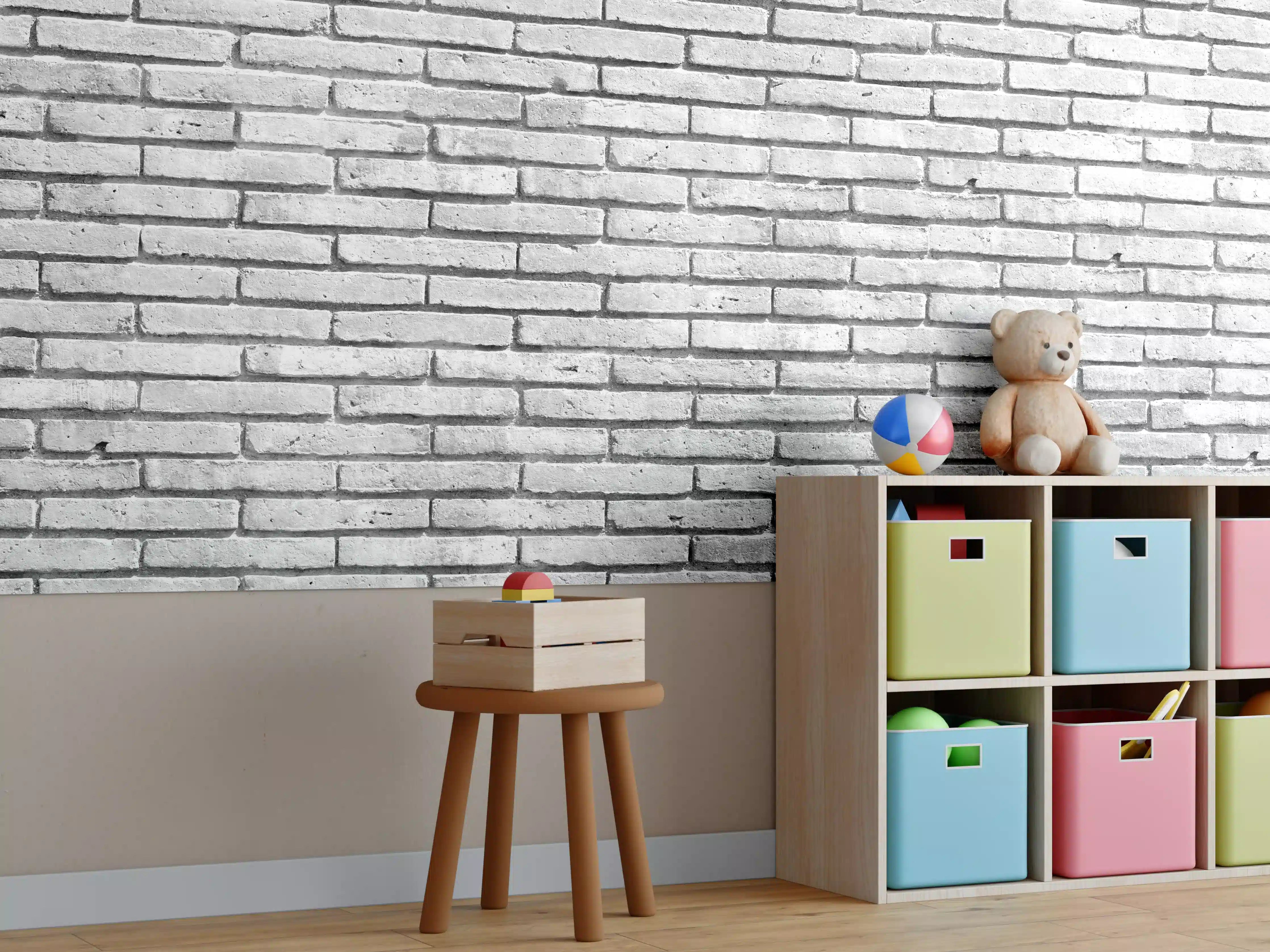 Kinderzimmer Wandgestaltung - Gräuliche Grunge Steinmauer
