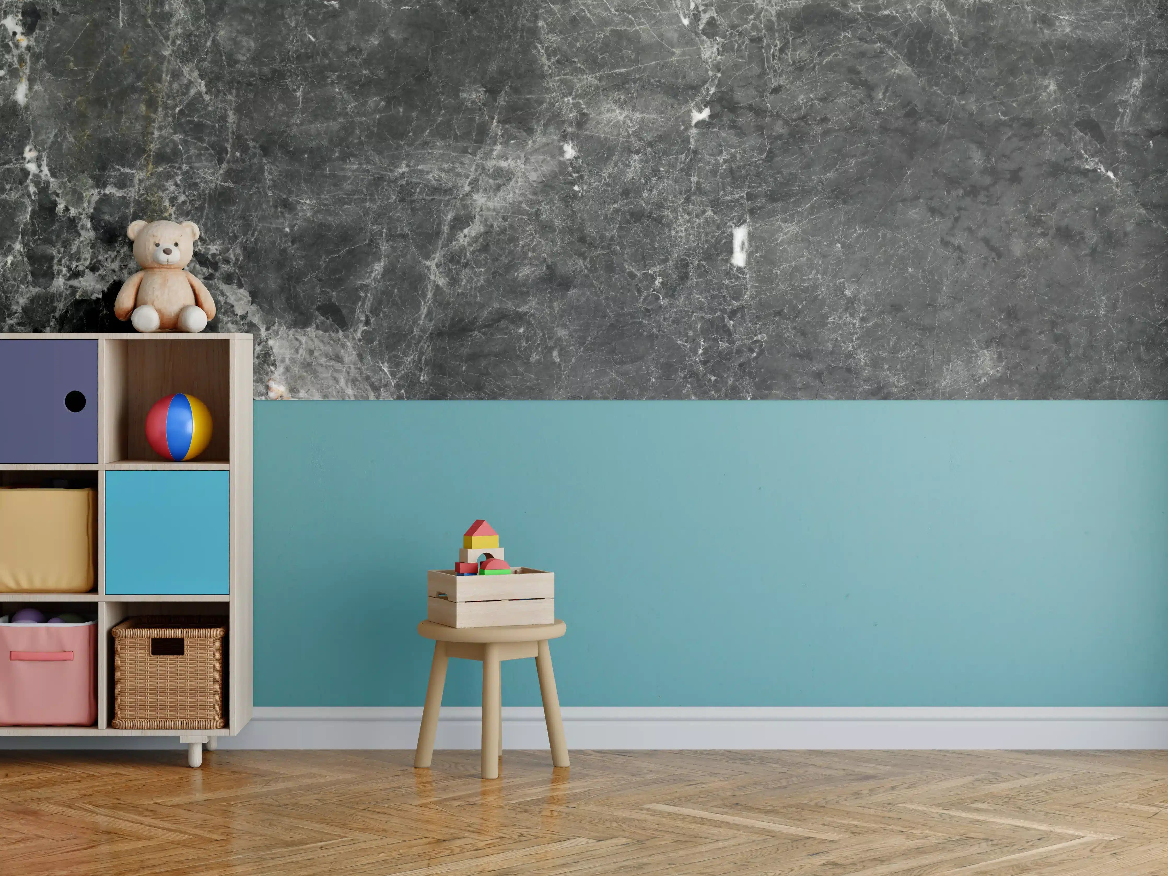 Kinderzimmer Wandgestaltung - Gräuliche Marmor Oberfläche