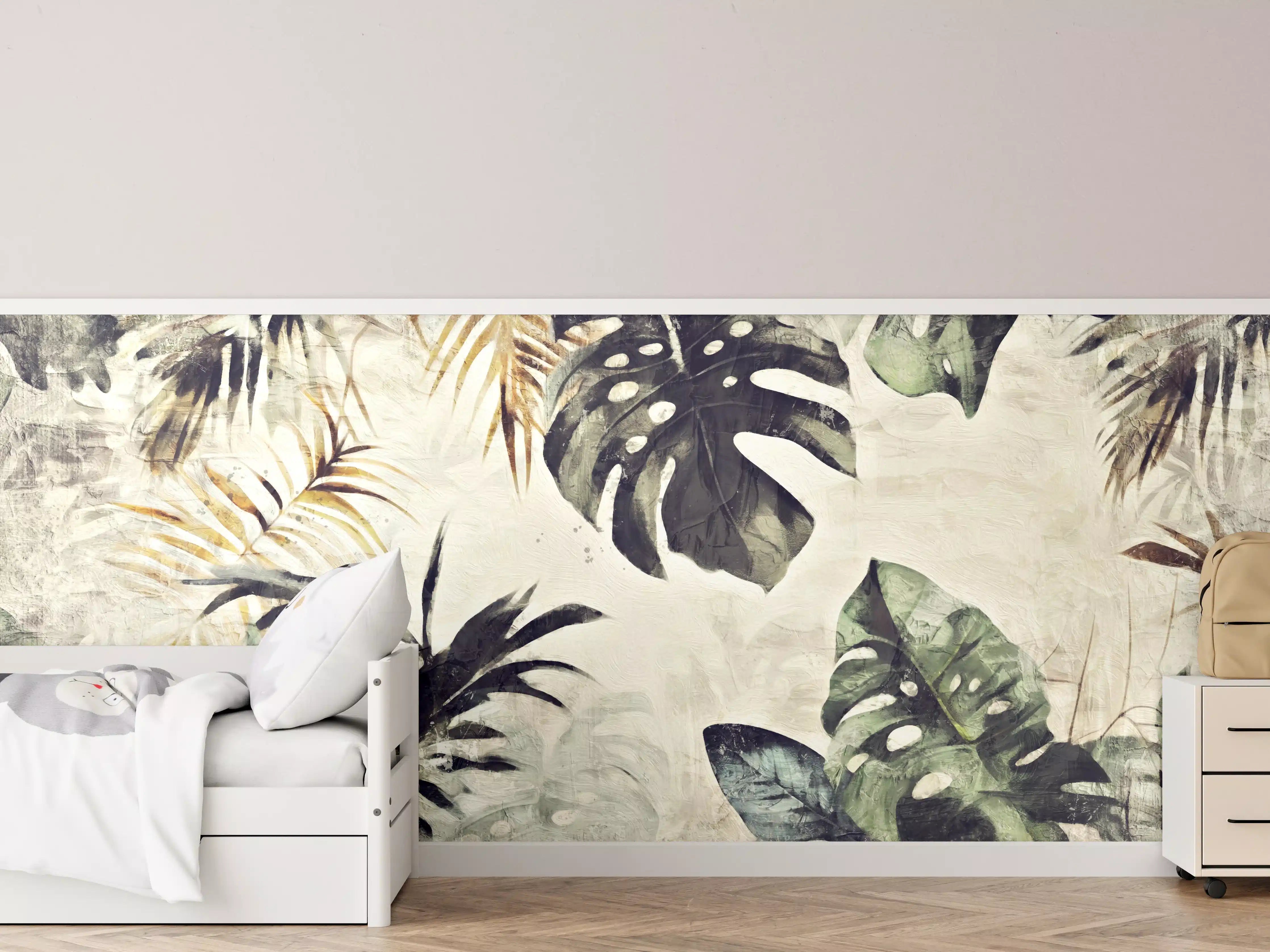 Kinderzimmer Wandgestaltung - Gräuliche Pflanzen - Floral