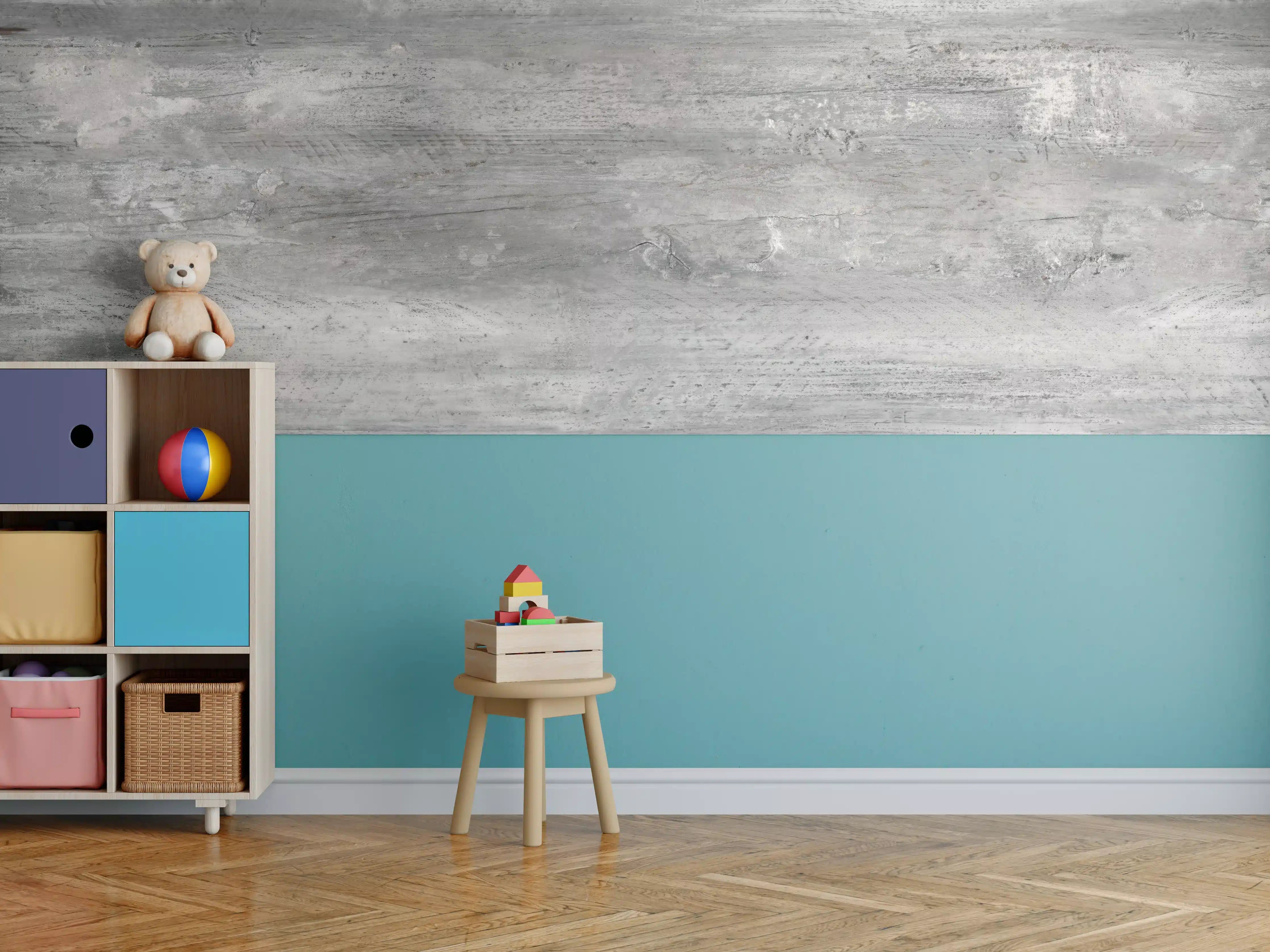 Kinderzimmer Wandgestaltung - Gräuliche alte Holztextur