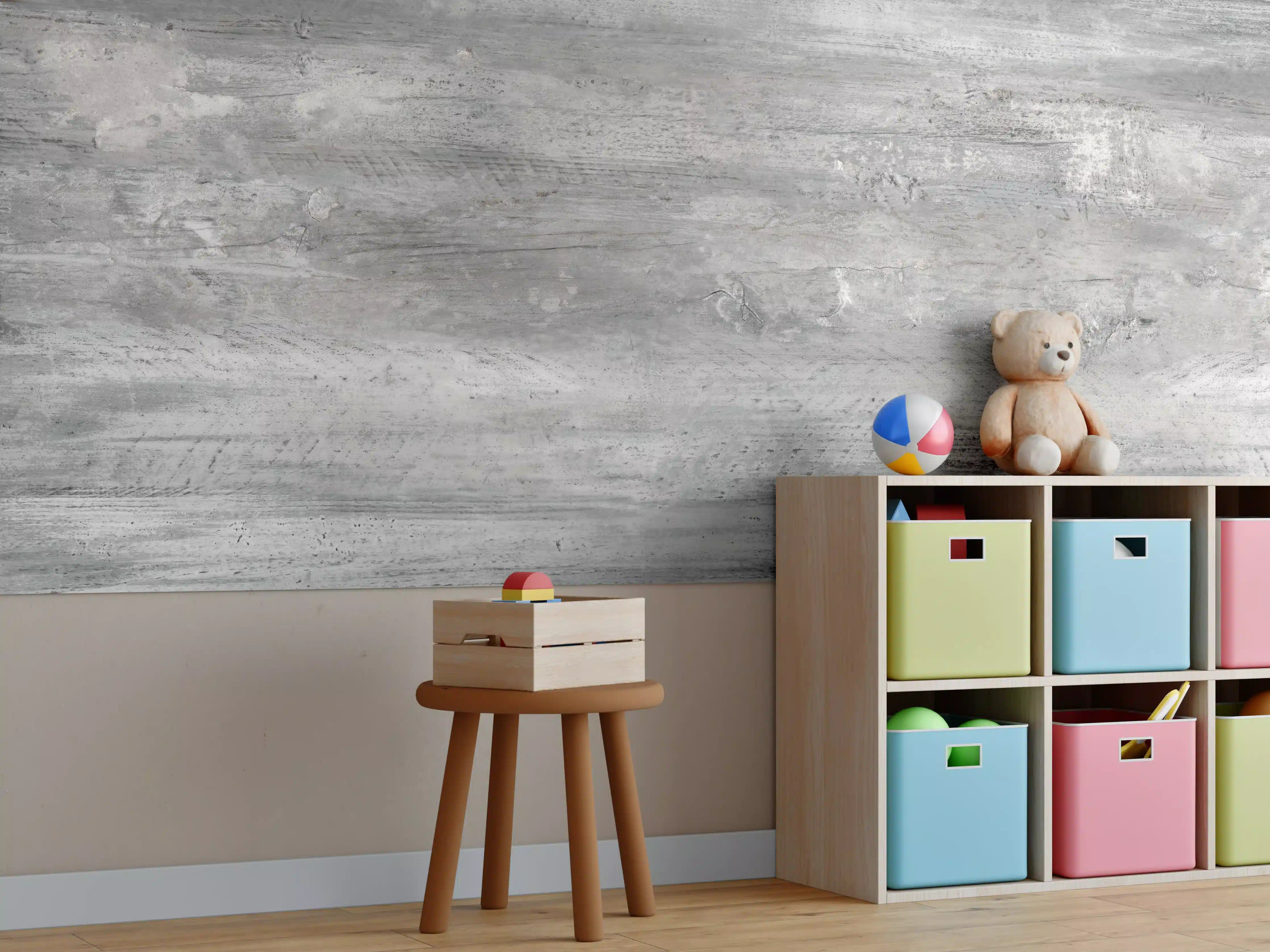 Kinderzimmer Wandgestaltung - Gräuliche alte Holztextur