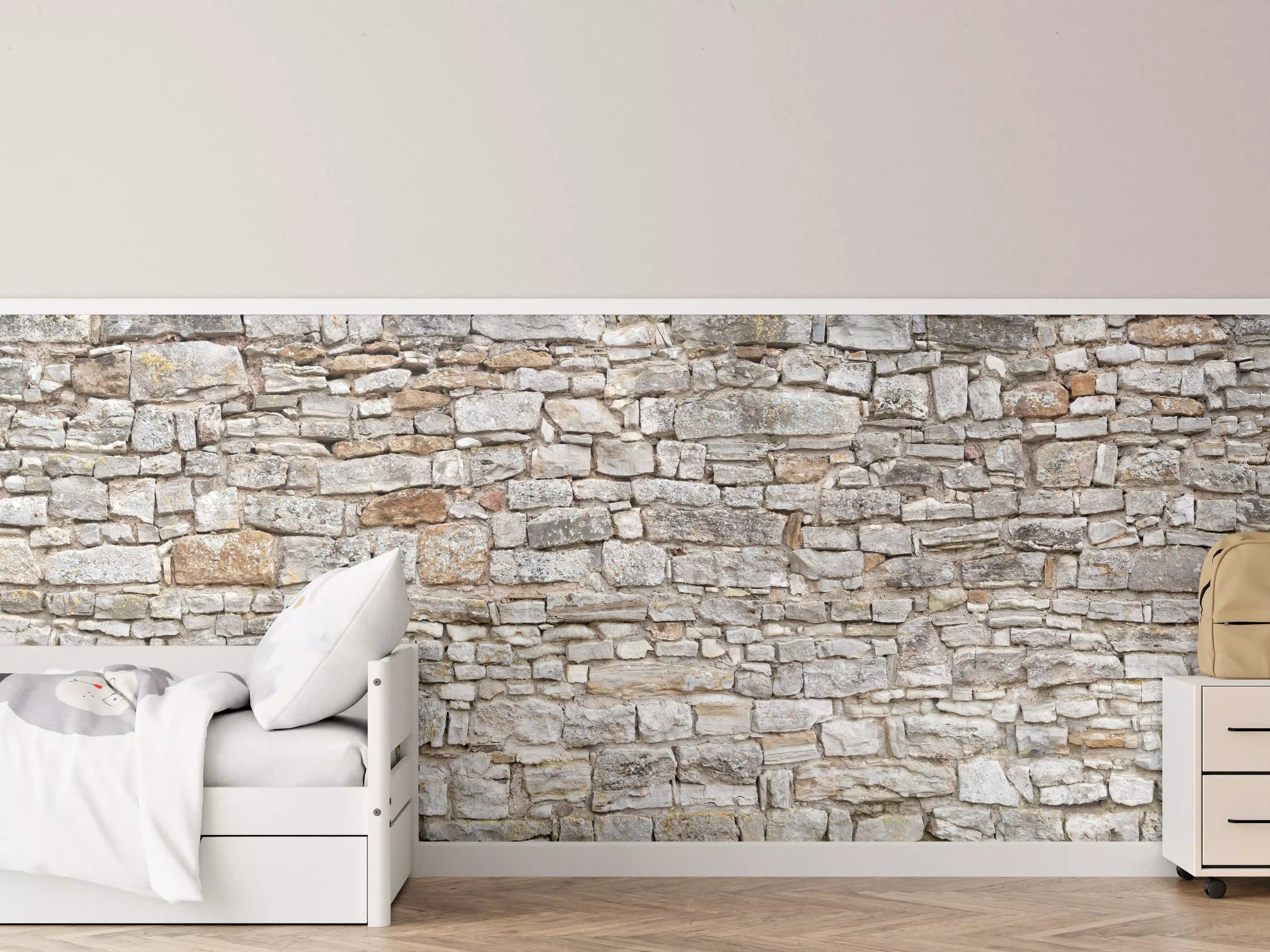 Kinderzimmer Wandgestaltung - Gräuliche alte Mauer aus groben Steinen