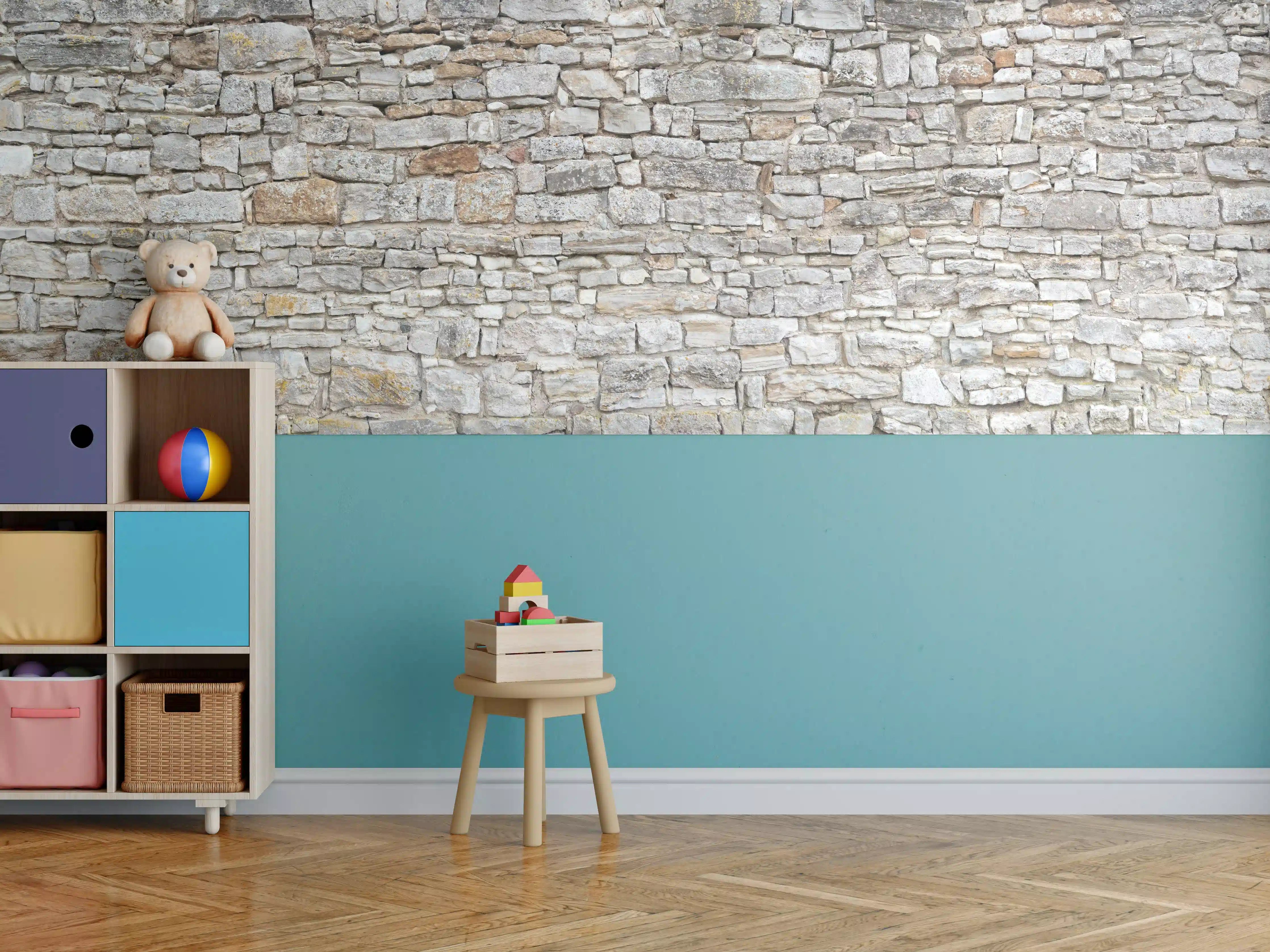 Kinderzimmer Wandgestaltung - Gräuliche alte Mauer aus groben Steinen