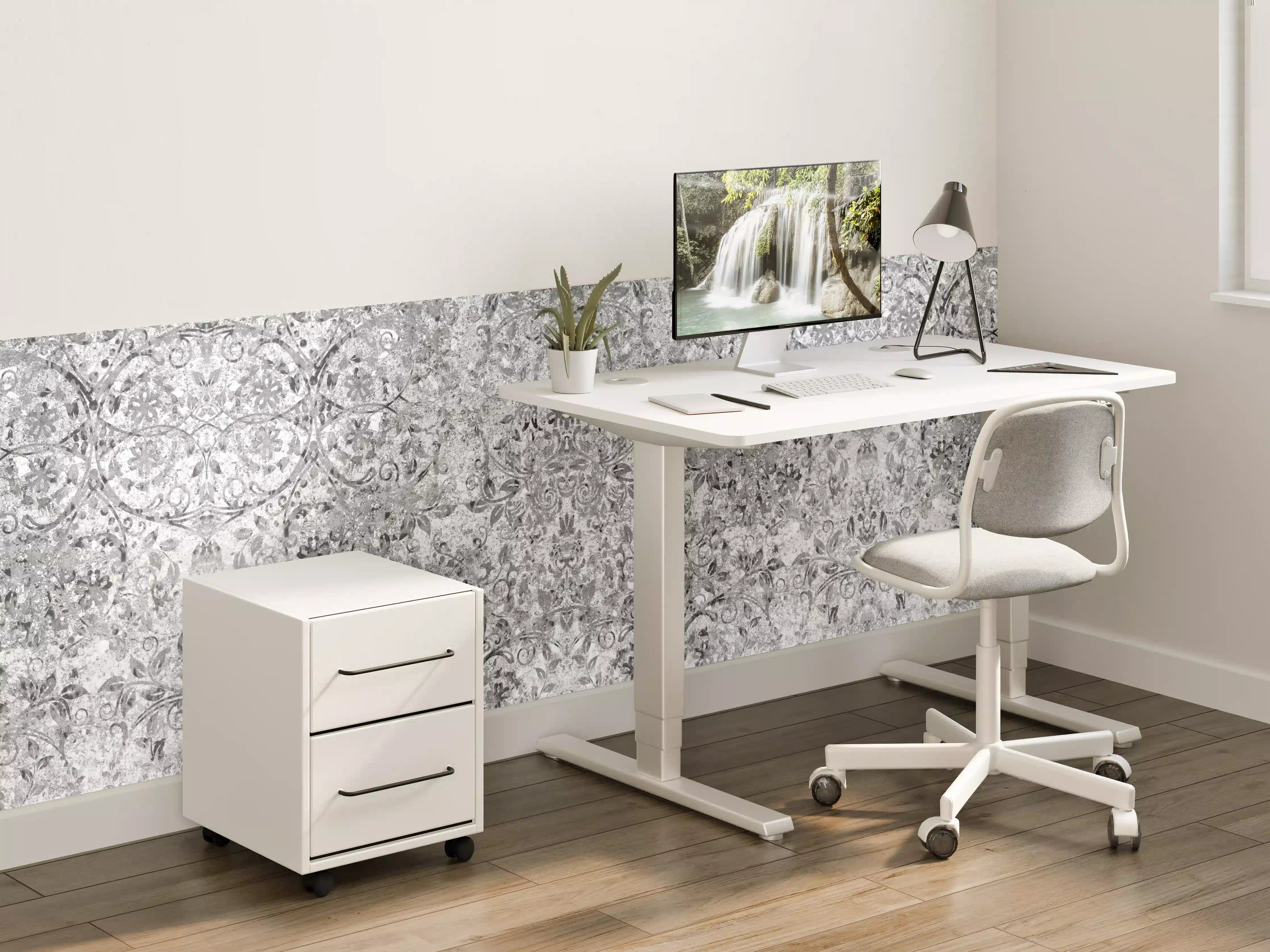 Kinderzimmer Wandgestaltung - Gräuliche gealterte Tapet-Wand