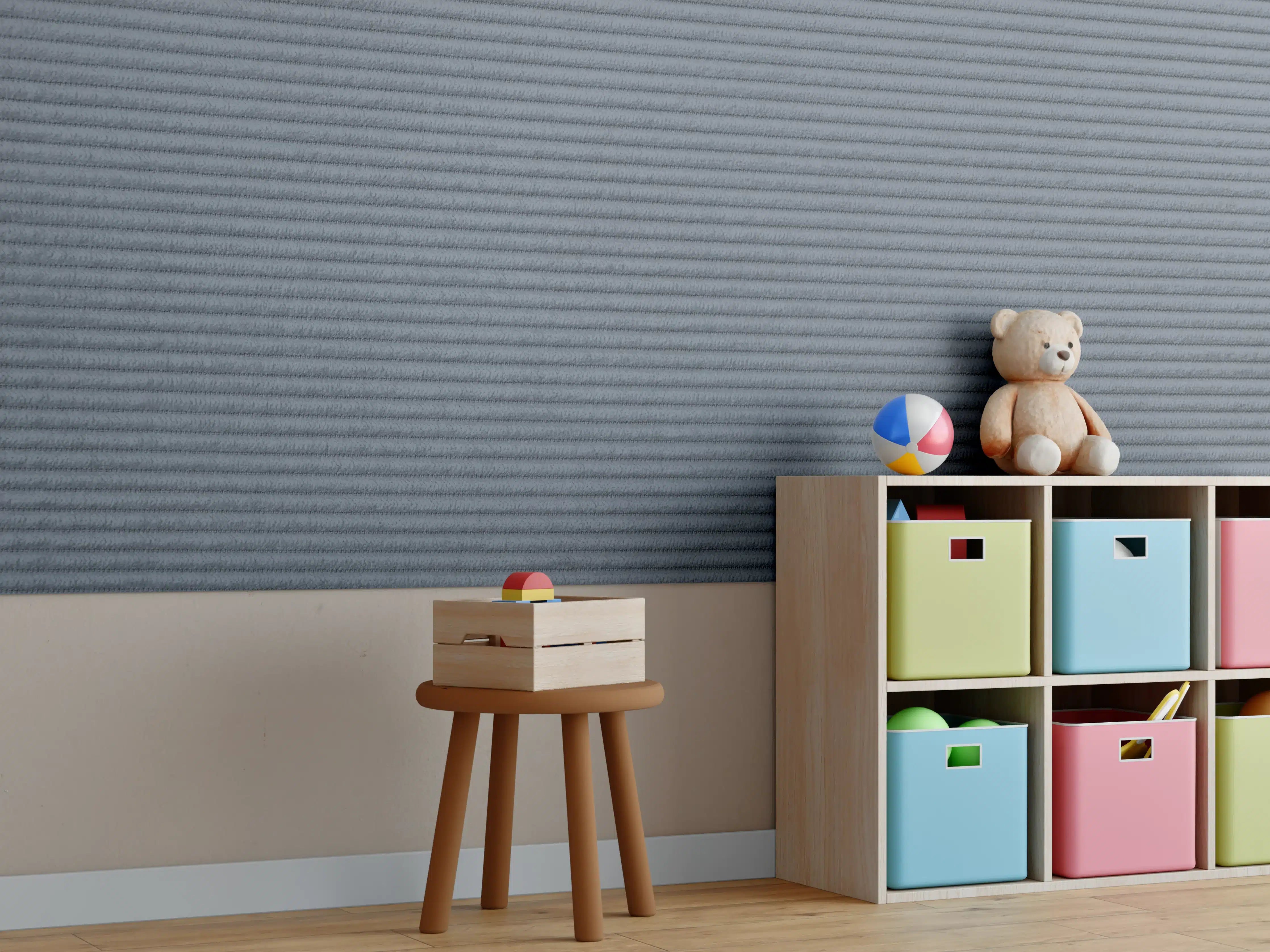 Kinderzimmer Wandgestaltung - Gräulicher genähter Stoff 
