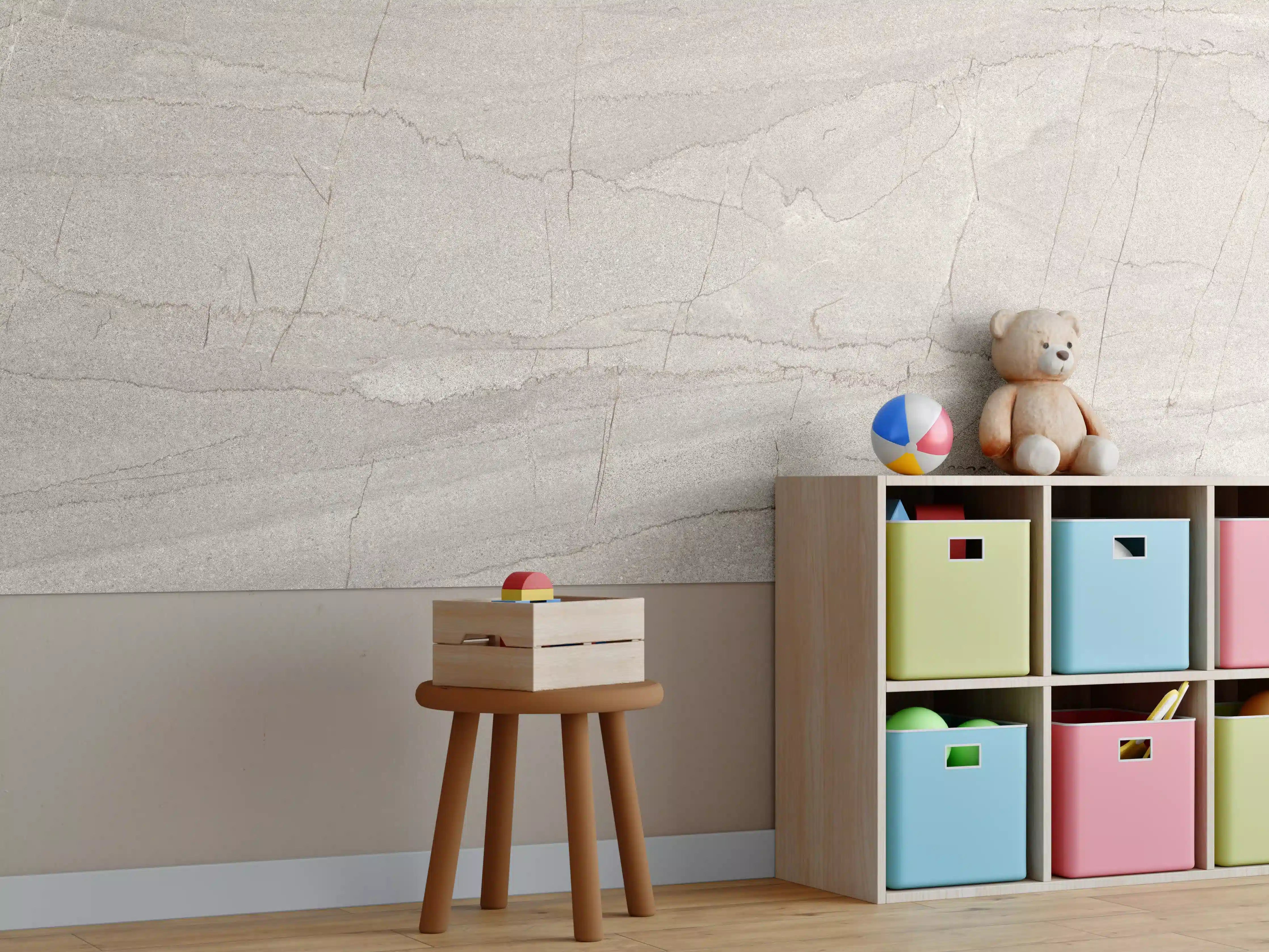 Kinderzimmer Wandgestaltung - Gräulicher rissiger Marmor