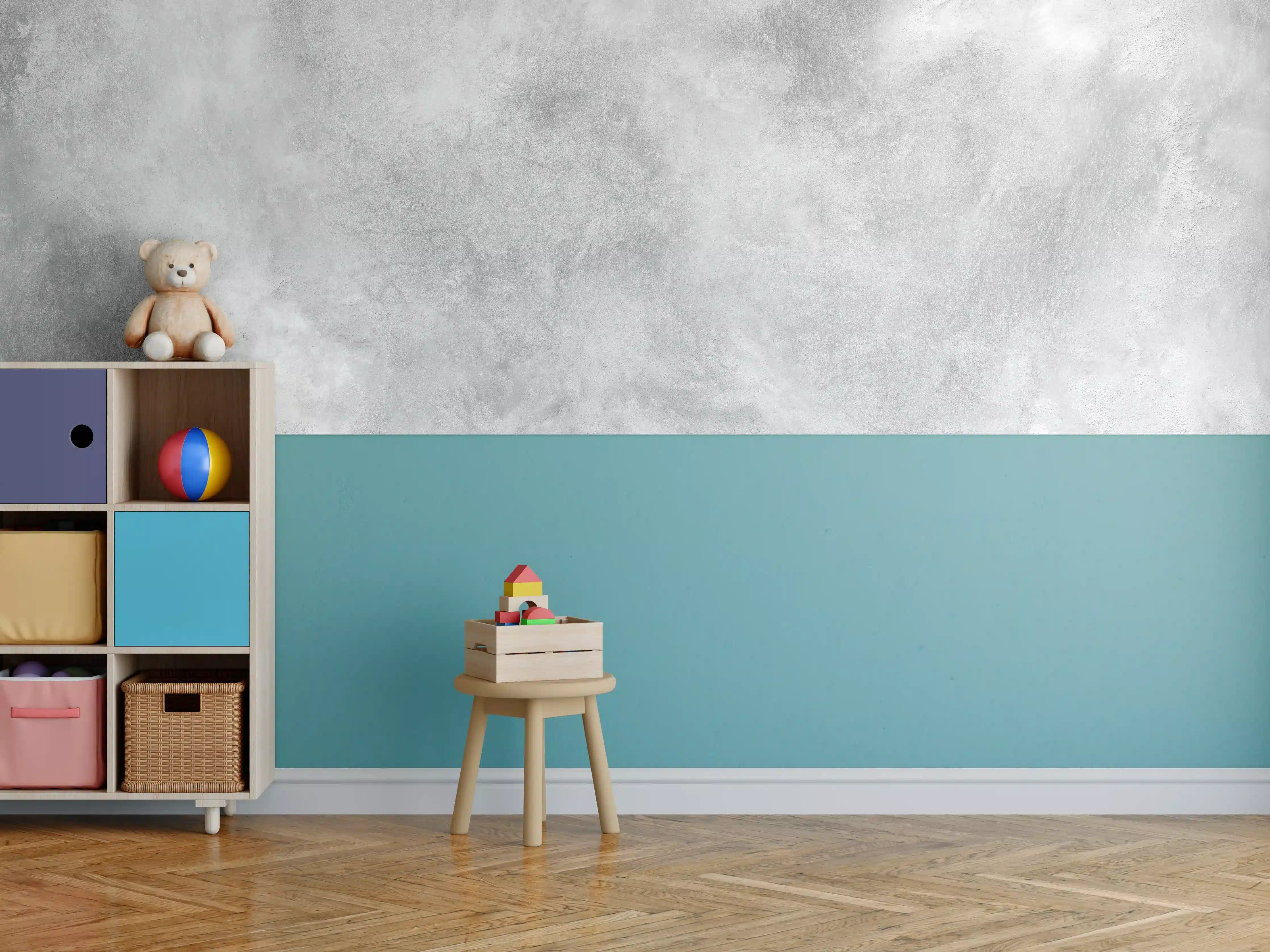 Kinderzimmer Wandgestaltung - Gräuliches Marmor Design