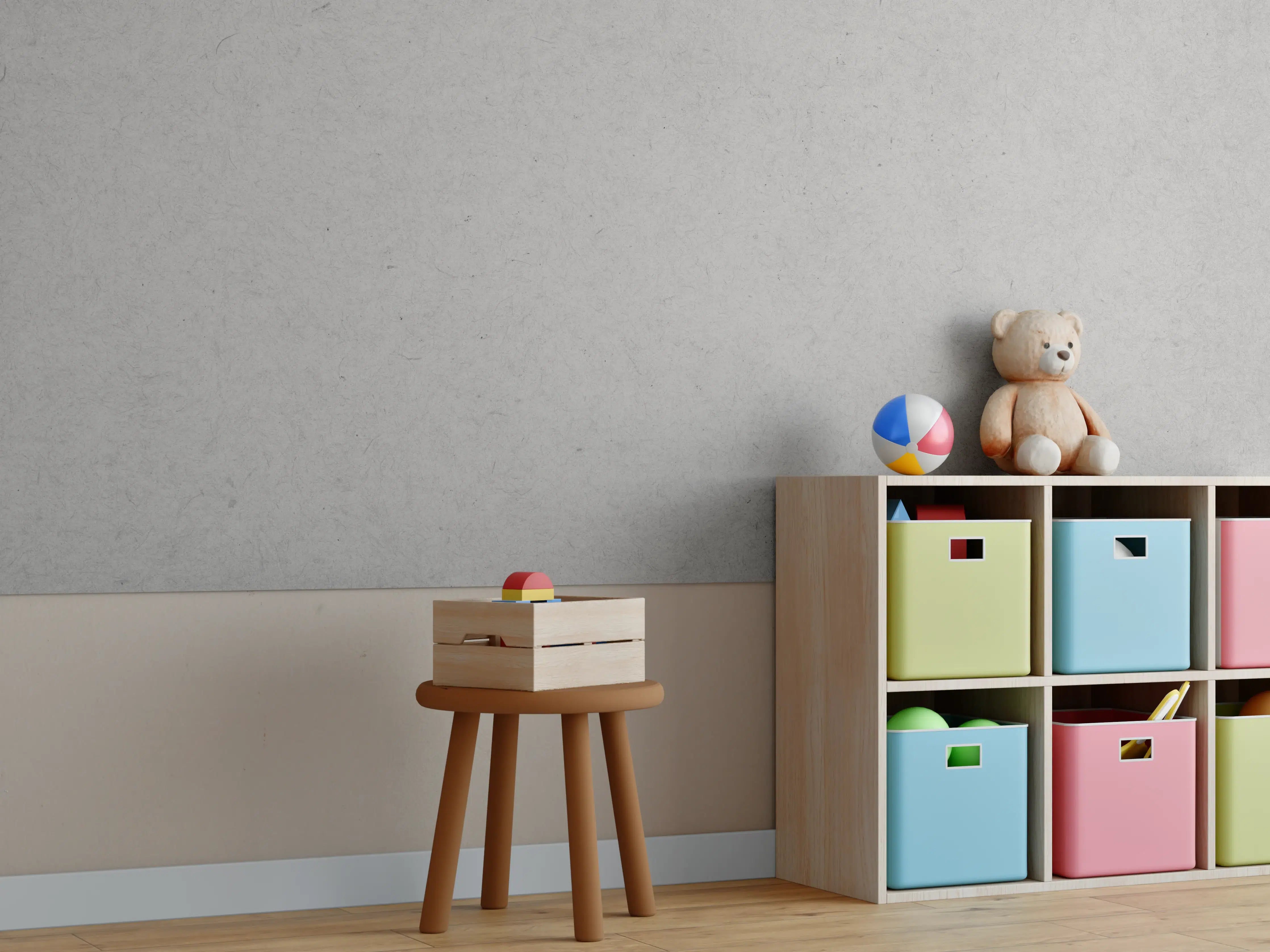 Kinderzimmer Wandgestaltung - Gräuliches Papier 
