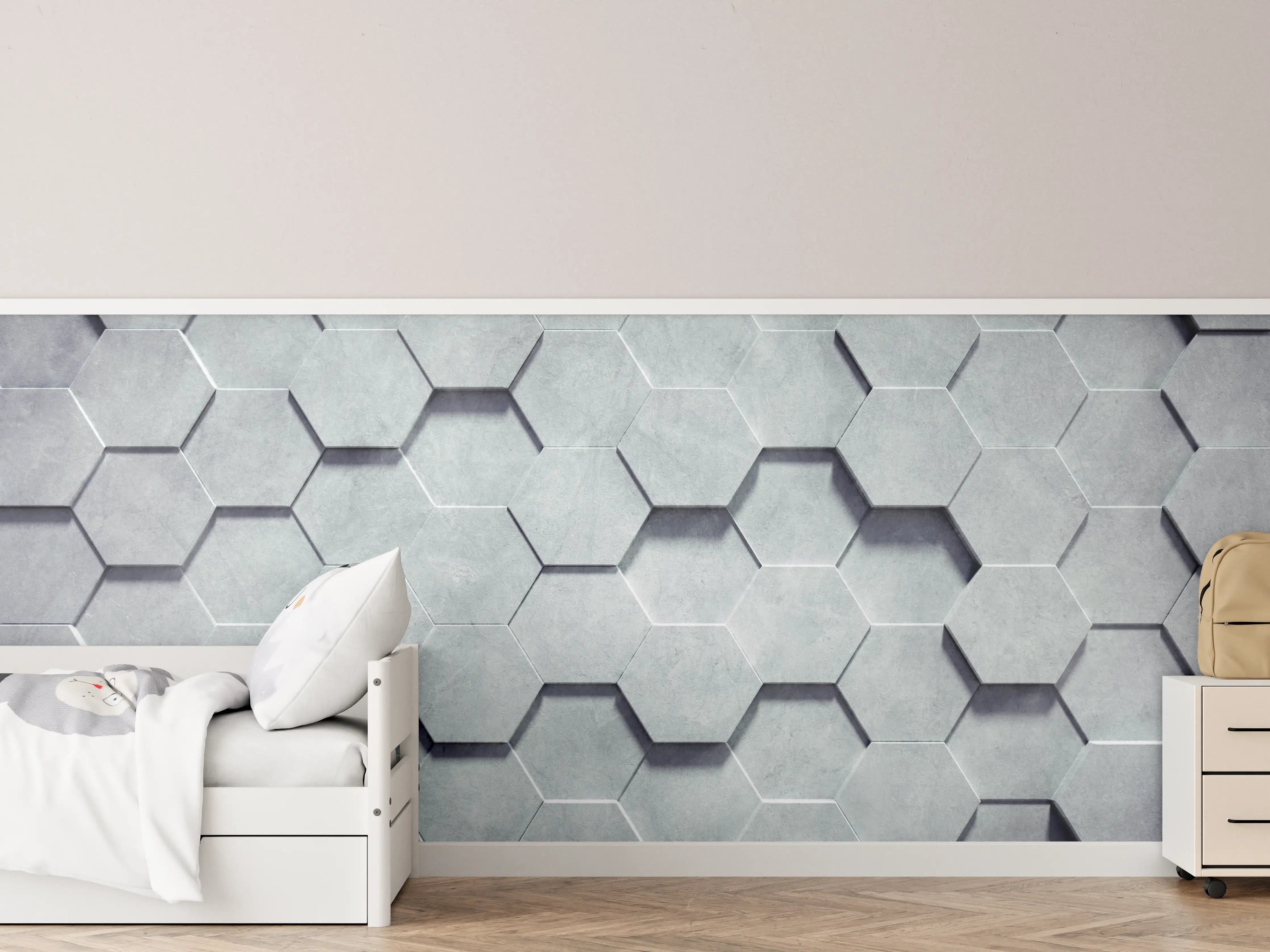 Kinderzimmer Wandgestaltung - Gräuliches Wabenmuster