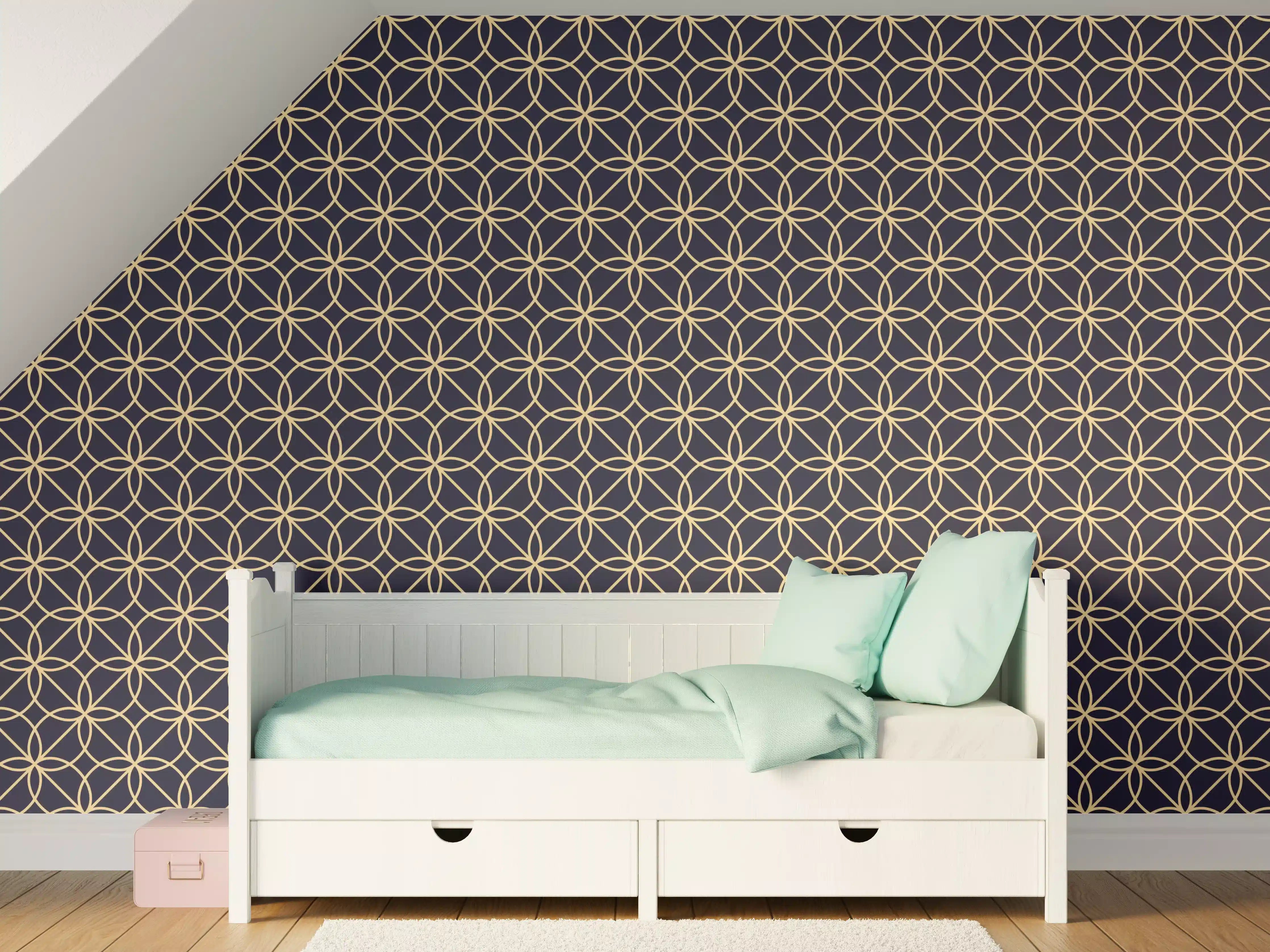 Kinderzimmer Wandgestaltung - Grafisches Muster in Dunkelblau