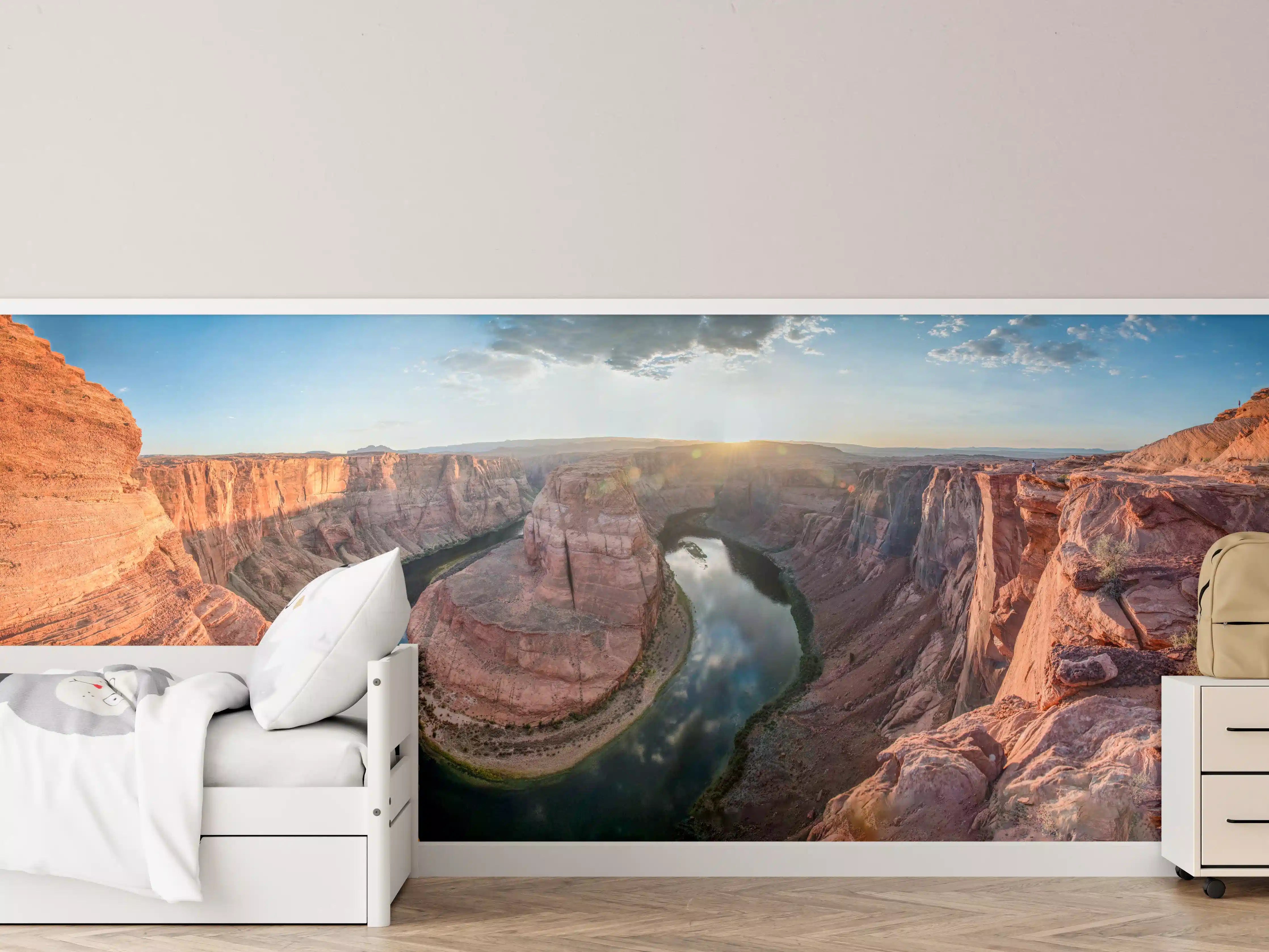 Kinderzimmer Wandgestaltung - Grand Canyon mit Fluss bei Sonnenuntergang
