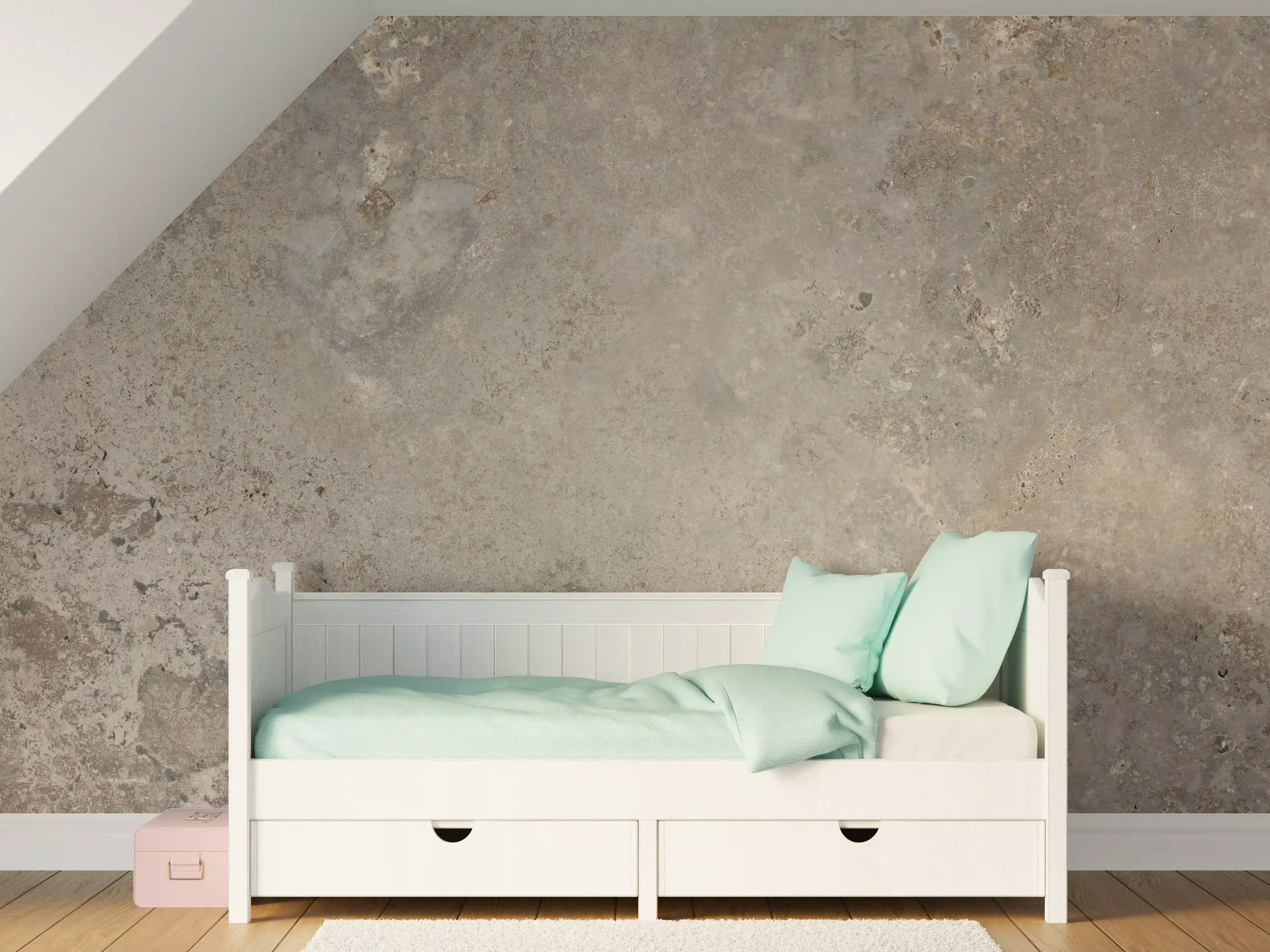 Kinderzimmer Wandgestaltung - Grau-Braune Steinwand-Textur