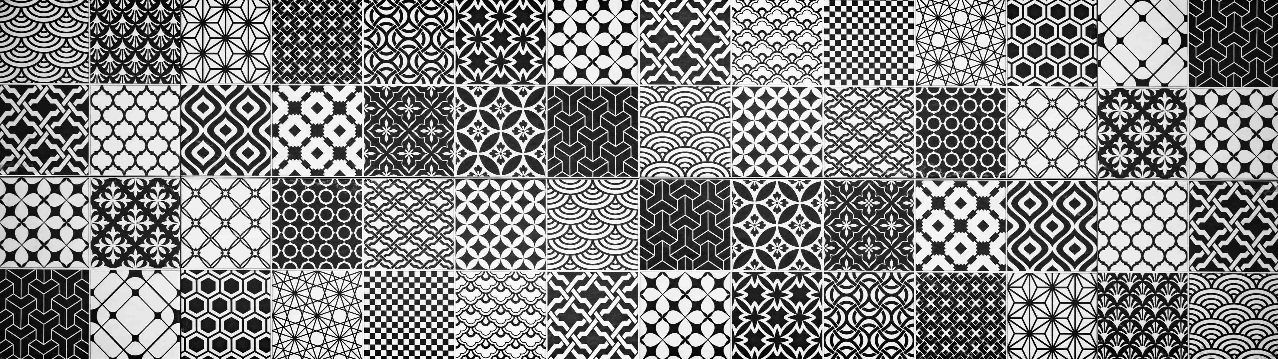 Kinderzimmer Wandgestaltung-Grau-Weiß geometrisch Mosaik