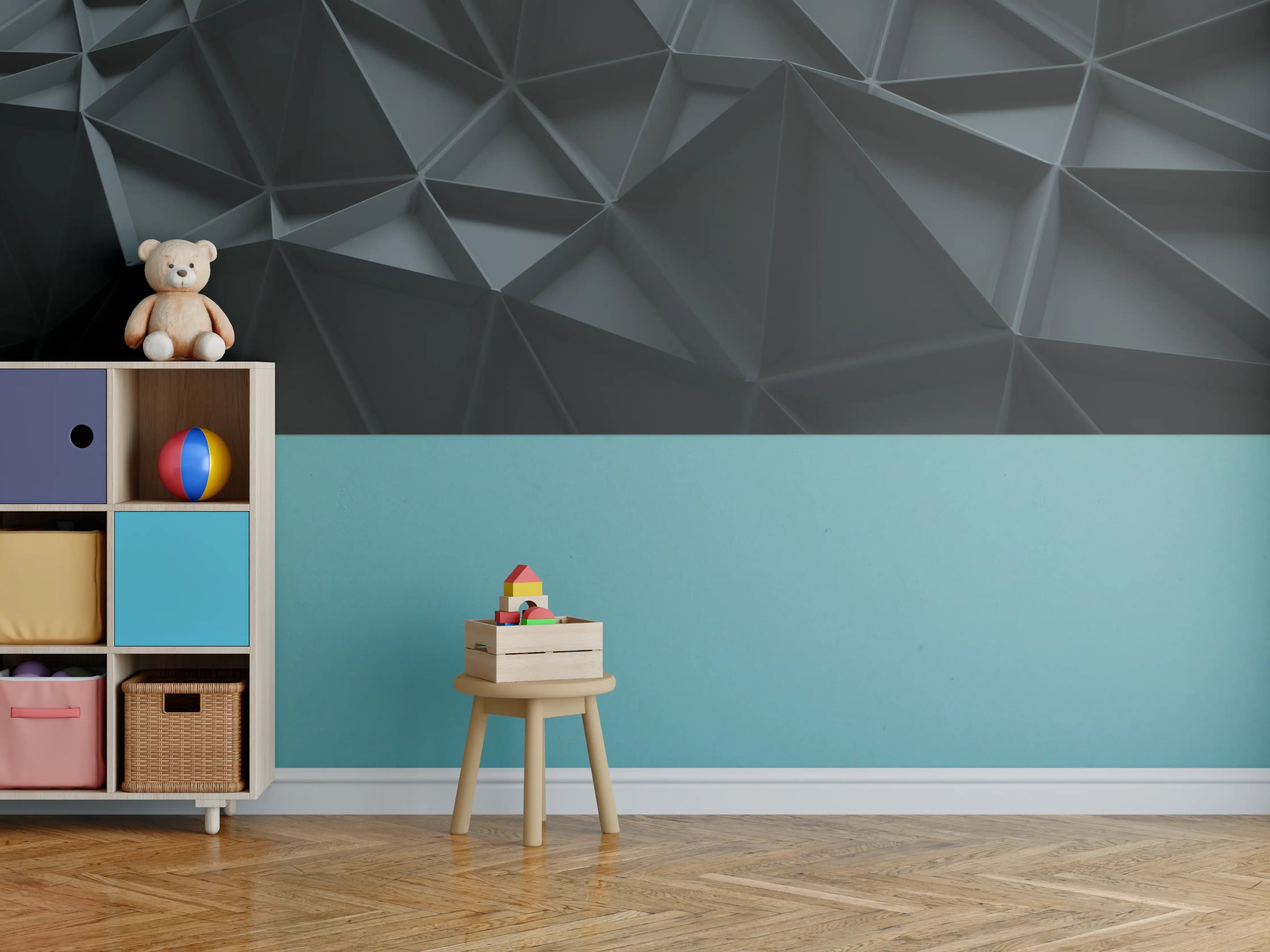 Kinderzimmer Wandgestaltung - Graue 3D Wandkunst