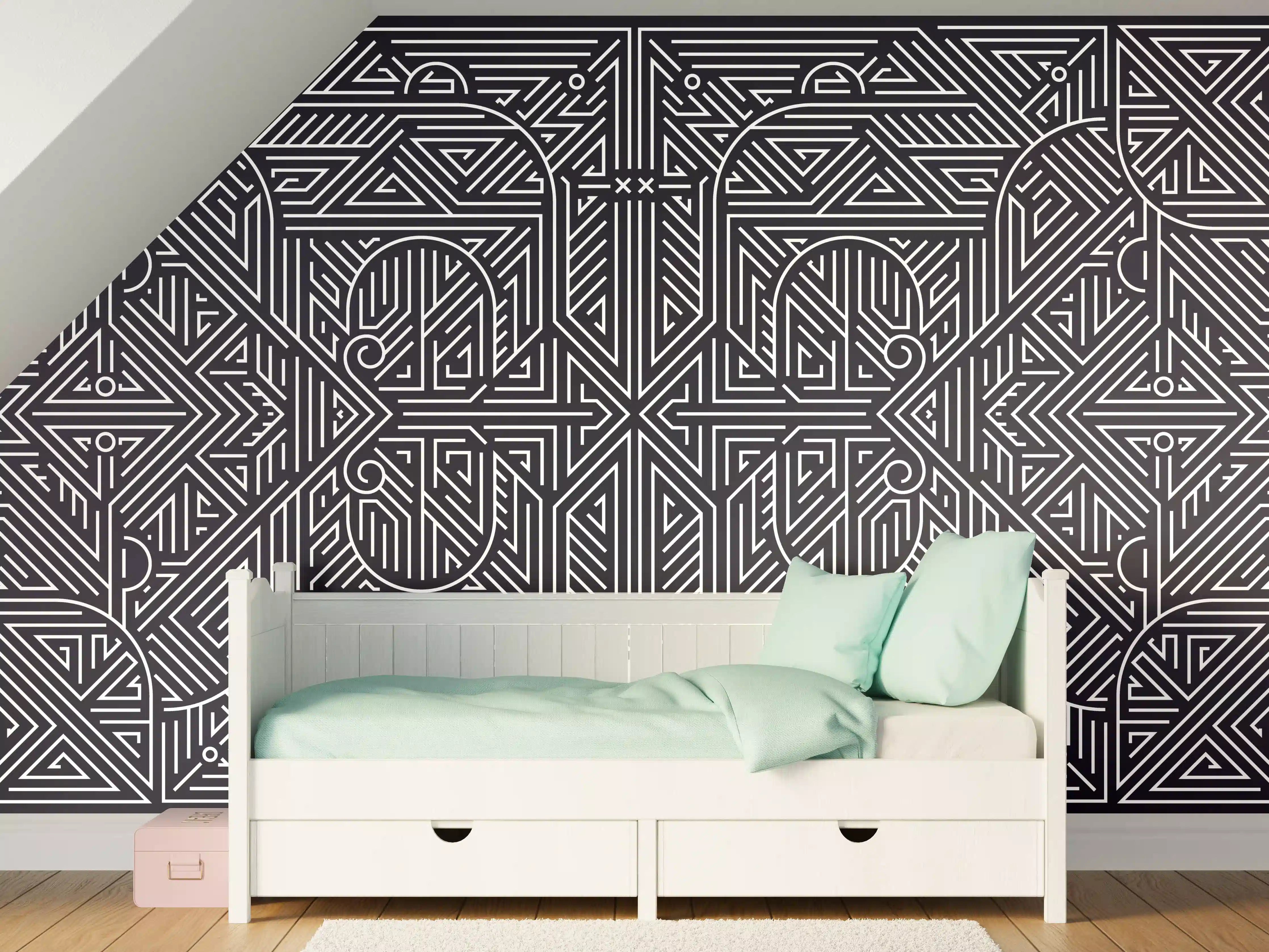 Kinderzimmer Wandgestaltung - Graue Akzente: Geometrische Wandideen