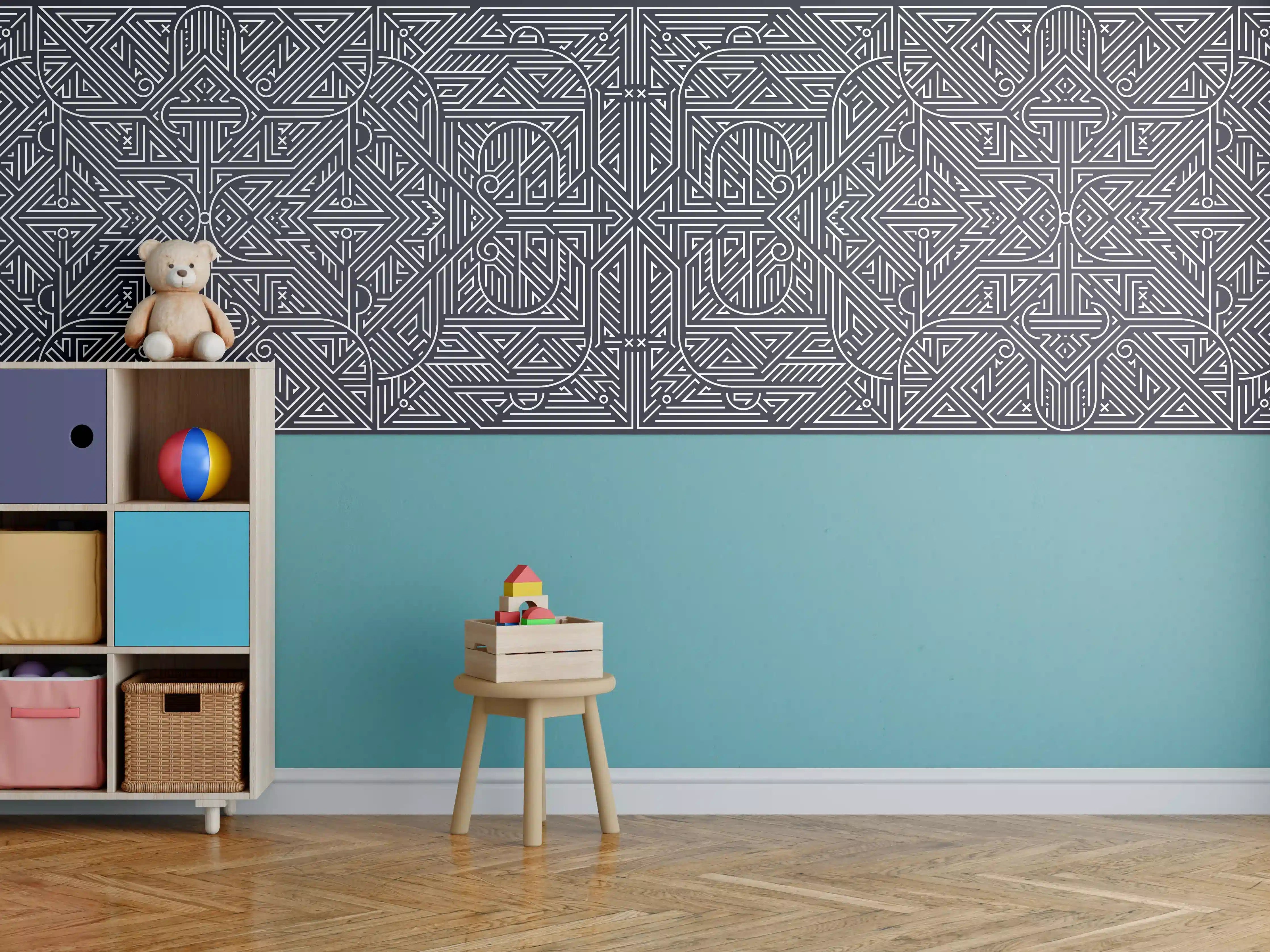 Kinderzimmer Wandgestaltung - Graue Akzente: Geometrische Wandideen