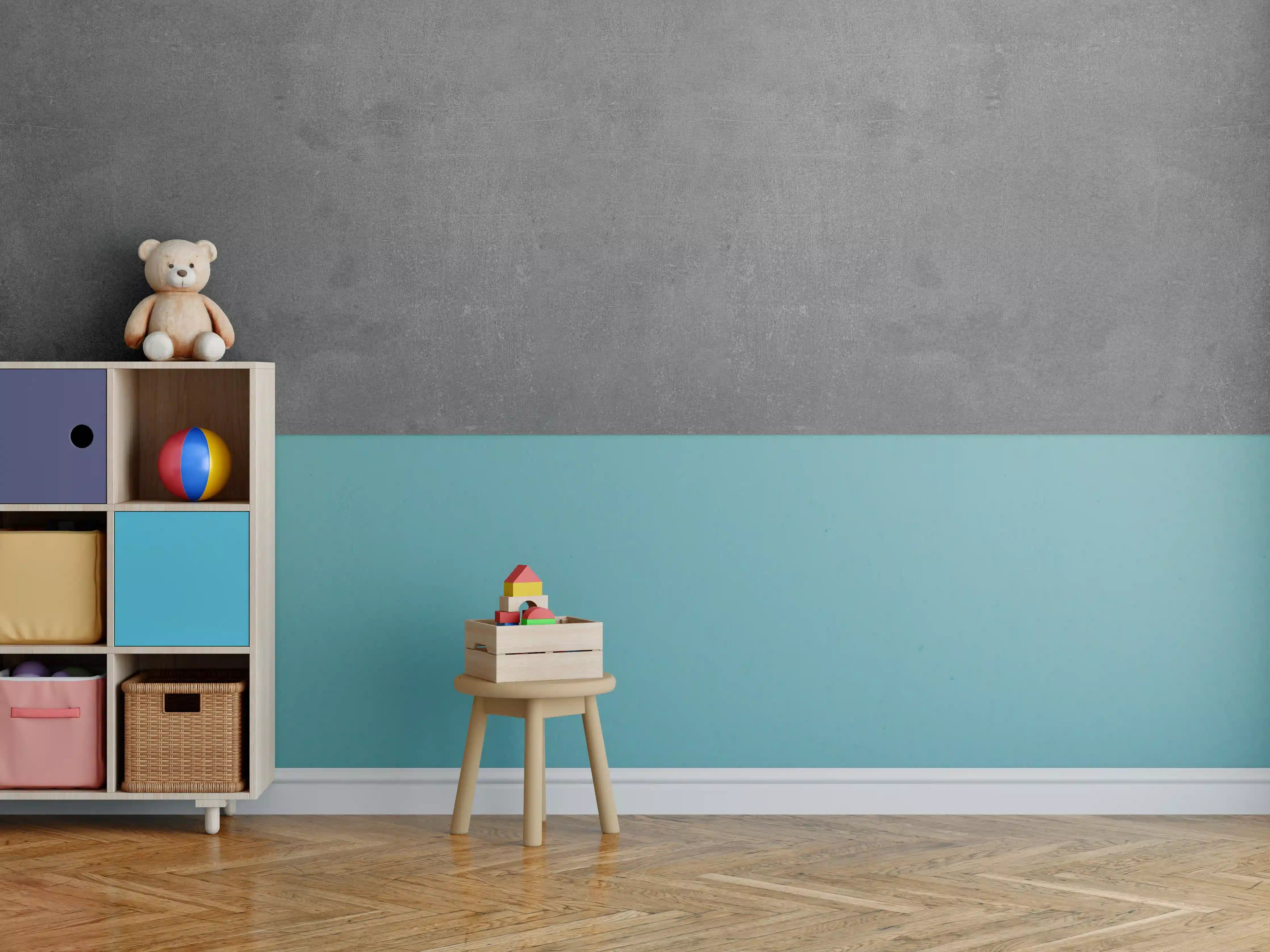 Kinderzimmer Wandgestaltung - Graue Anthrazite Beton Textur