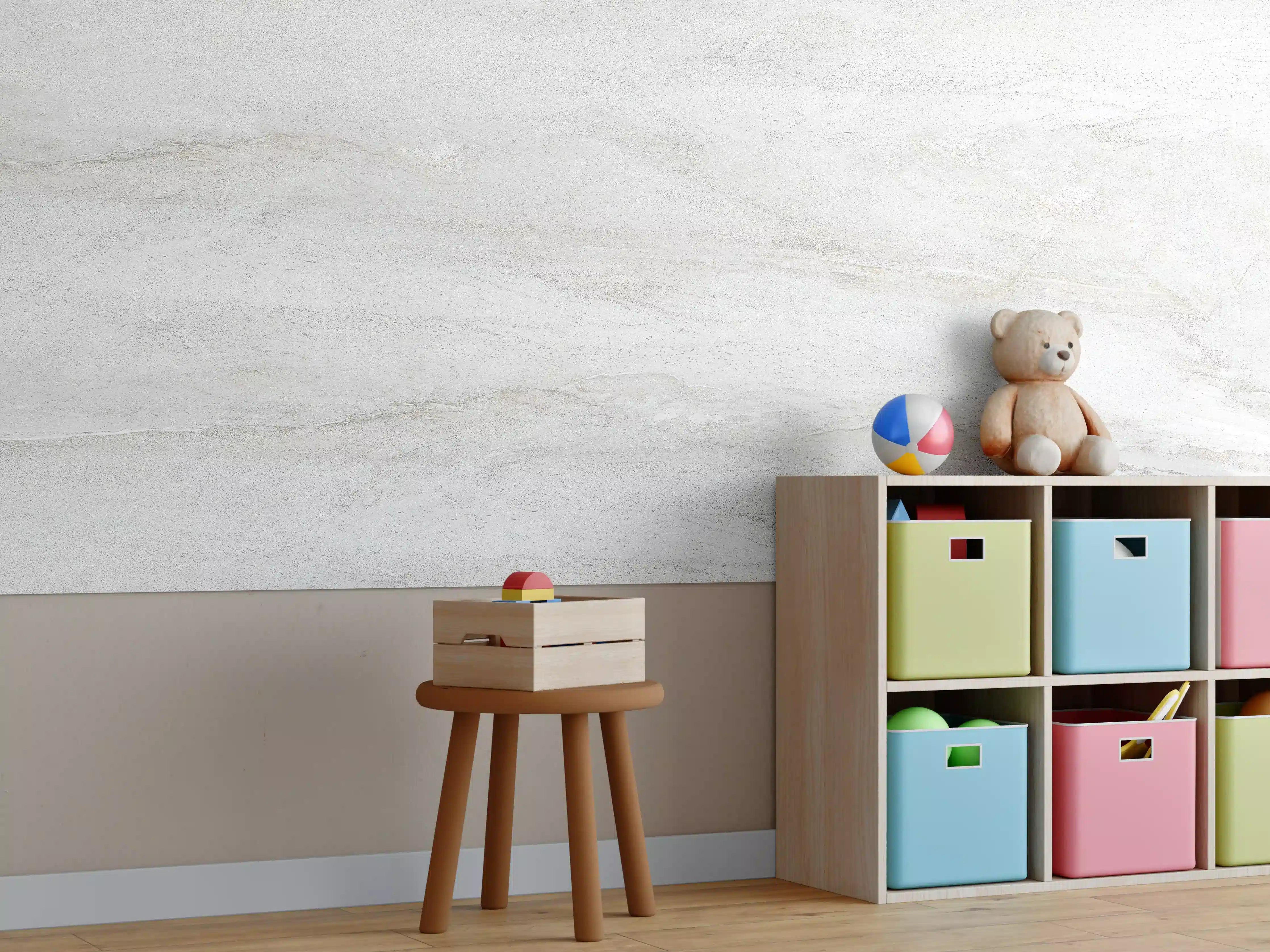 Kinderzimmer Wandgestaltung - Graue Beton Struktur