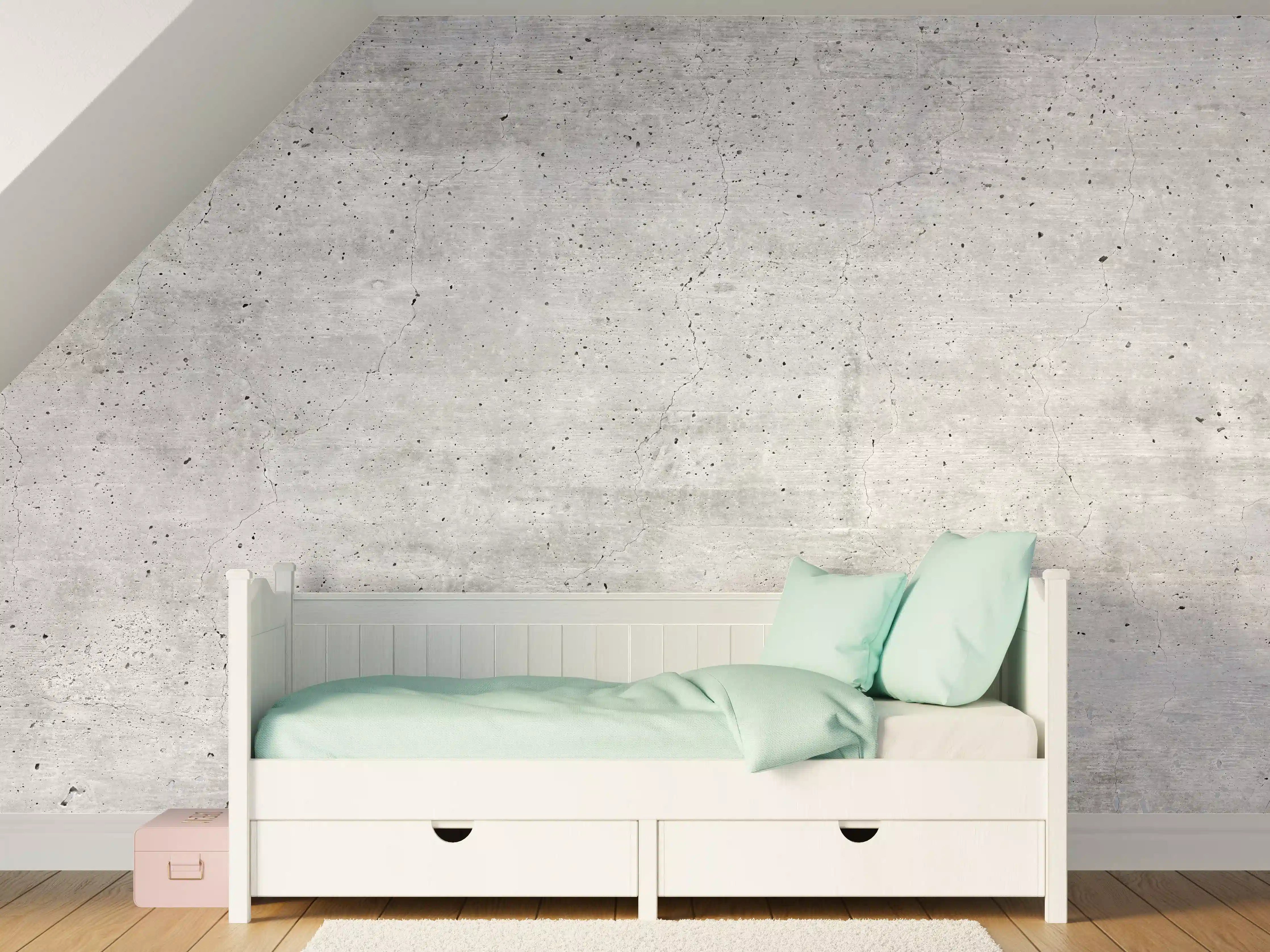 Kinderzimmer Wandgestaltung - Graue Betonwand