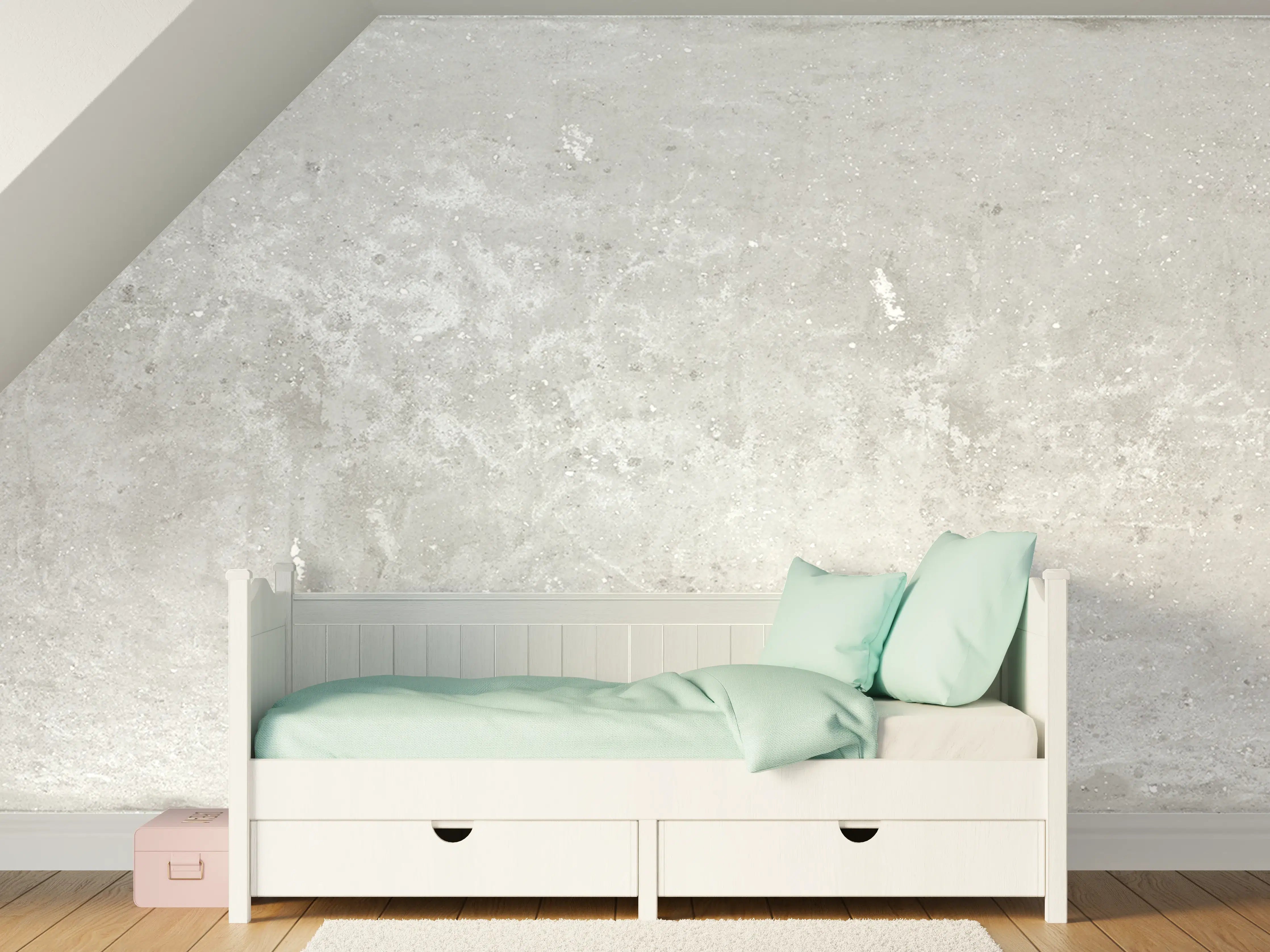 Kinderzimmer Wandgestaltung - Graue Betonwand mit feiner Struktur