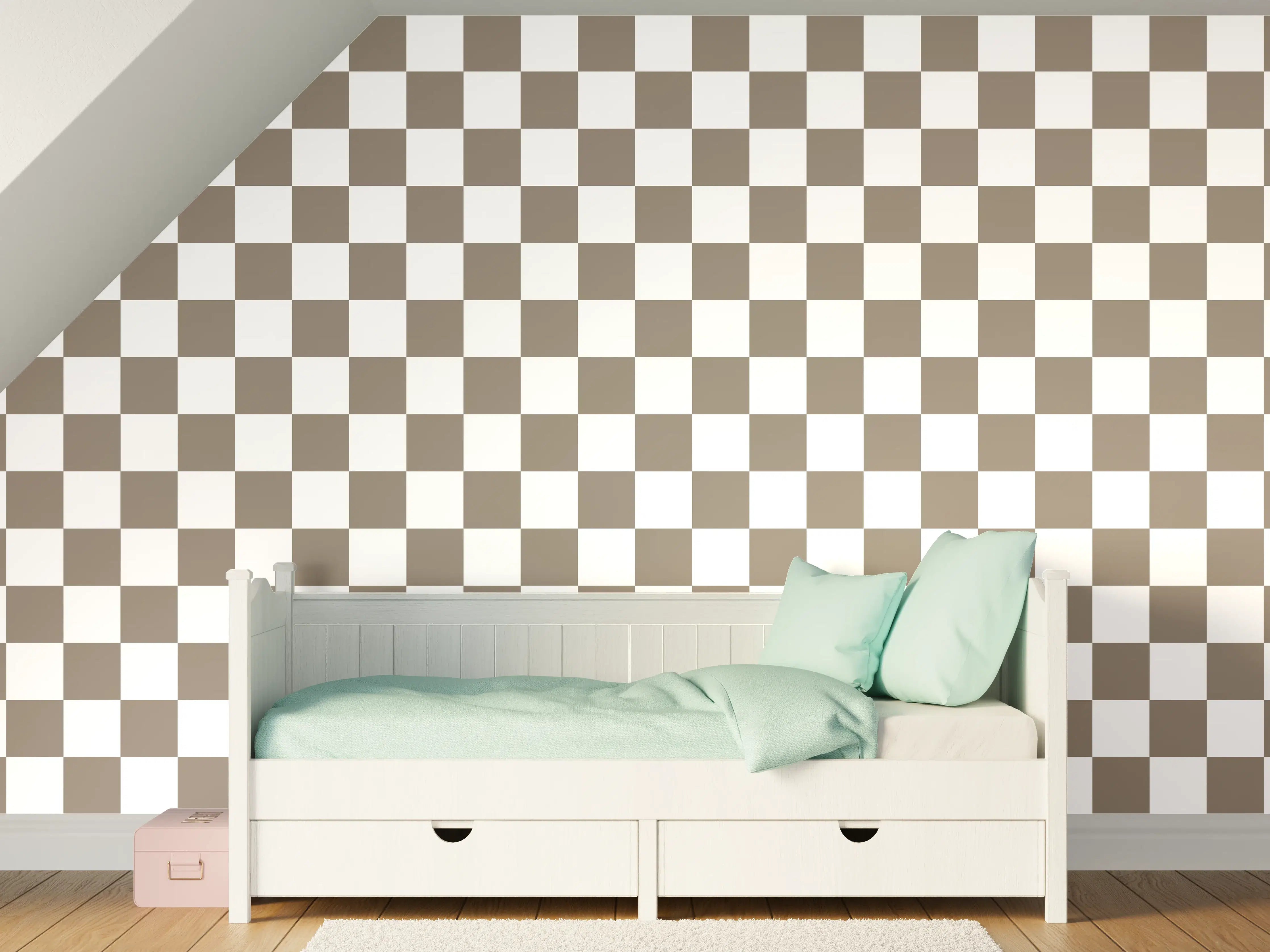 Kinderzimmer Wandgestaltung - Graue Checkered-Optik