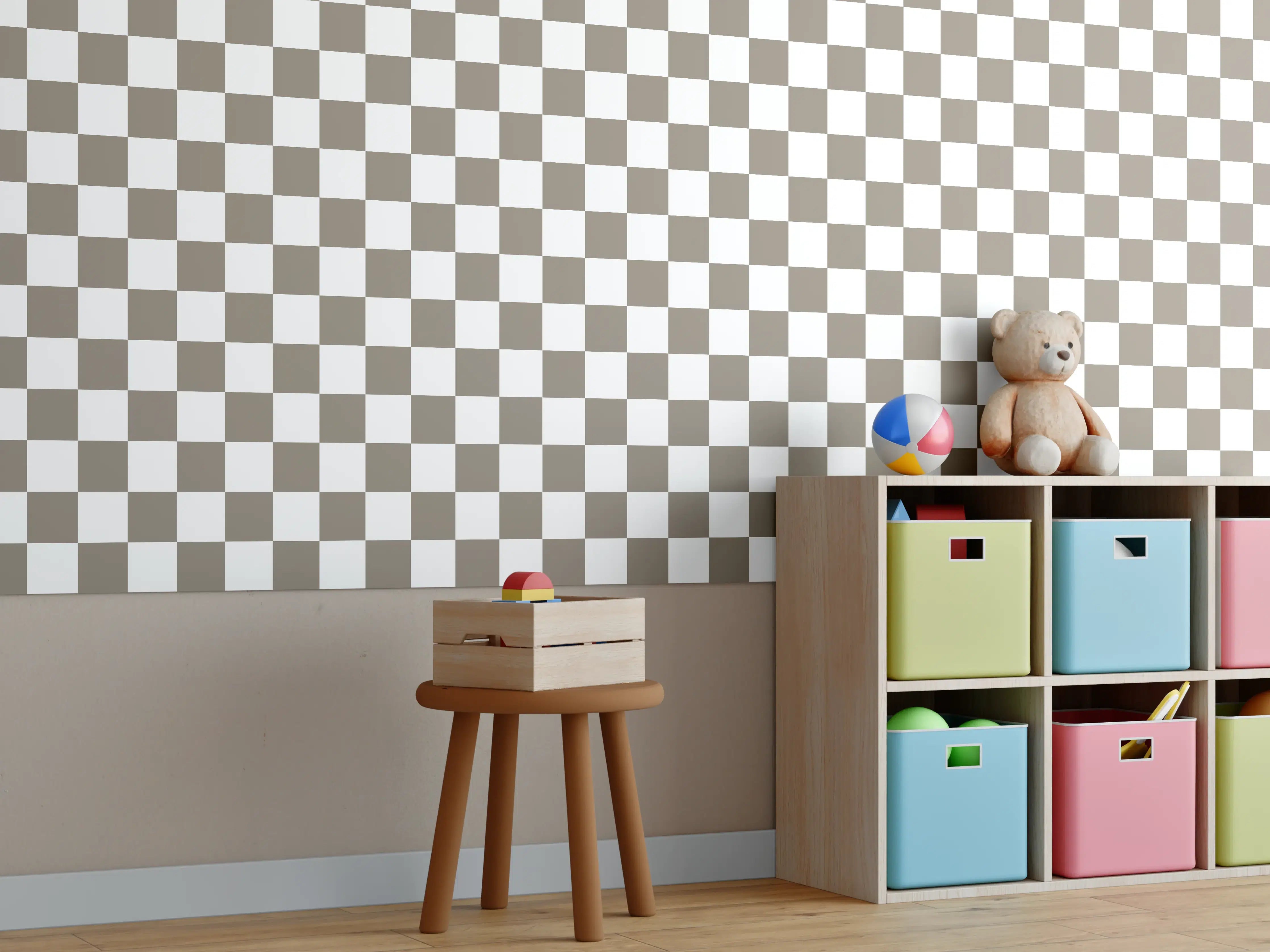 Kinderzimmer Wandgestaltung - Graue Checkered-Optik