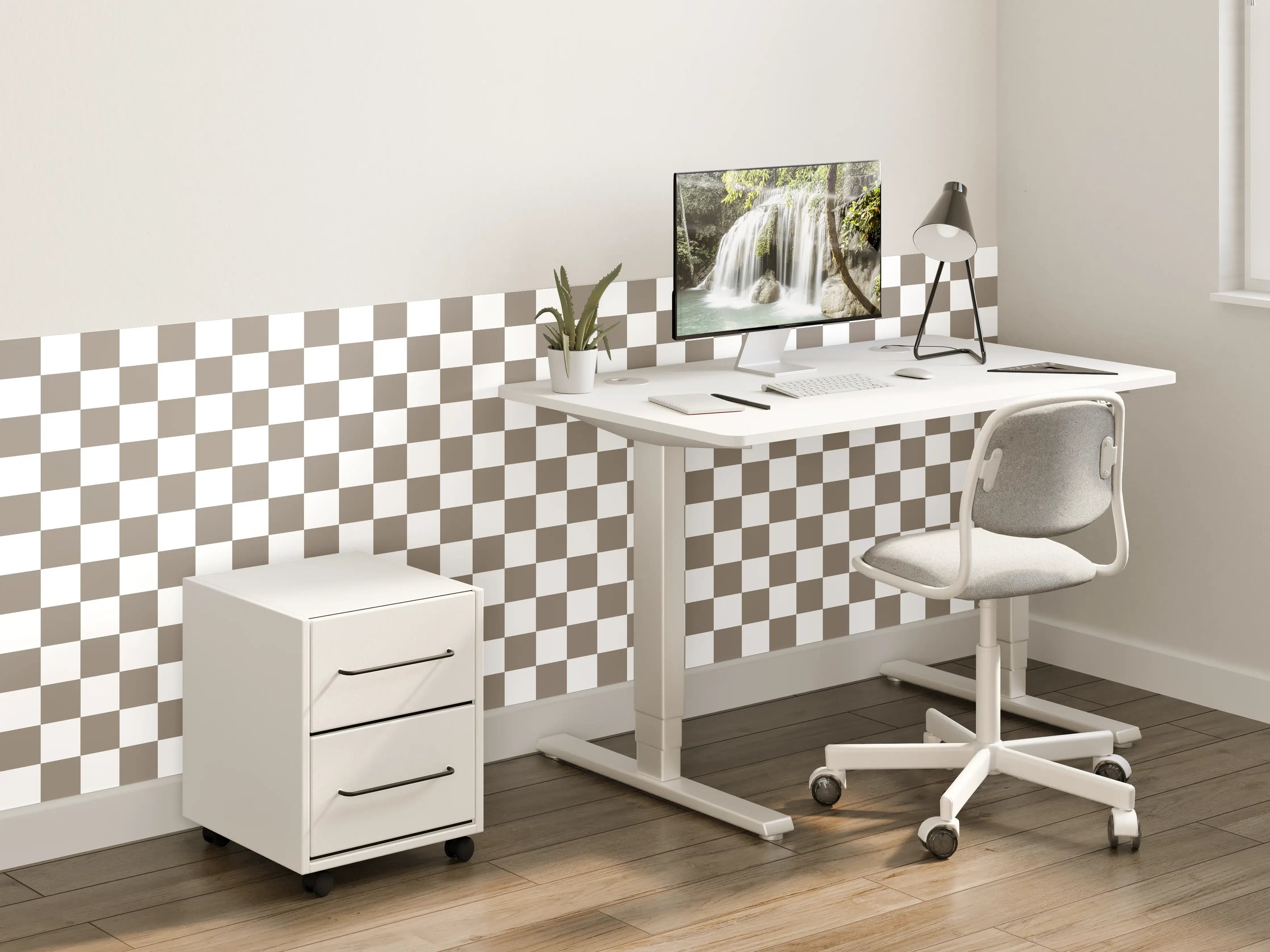 Kinderzimmer Wandgestaltung - Graue Checkered-Optik