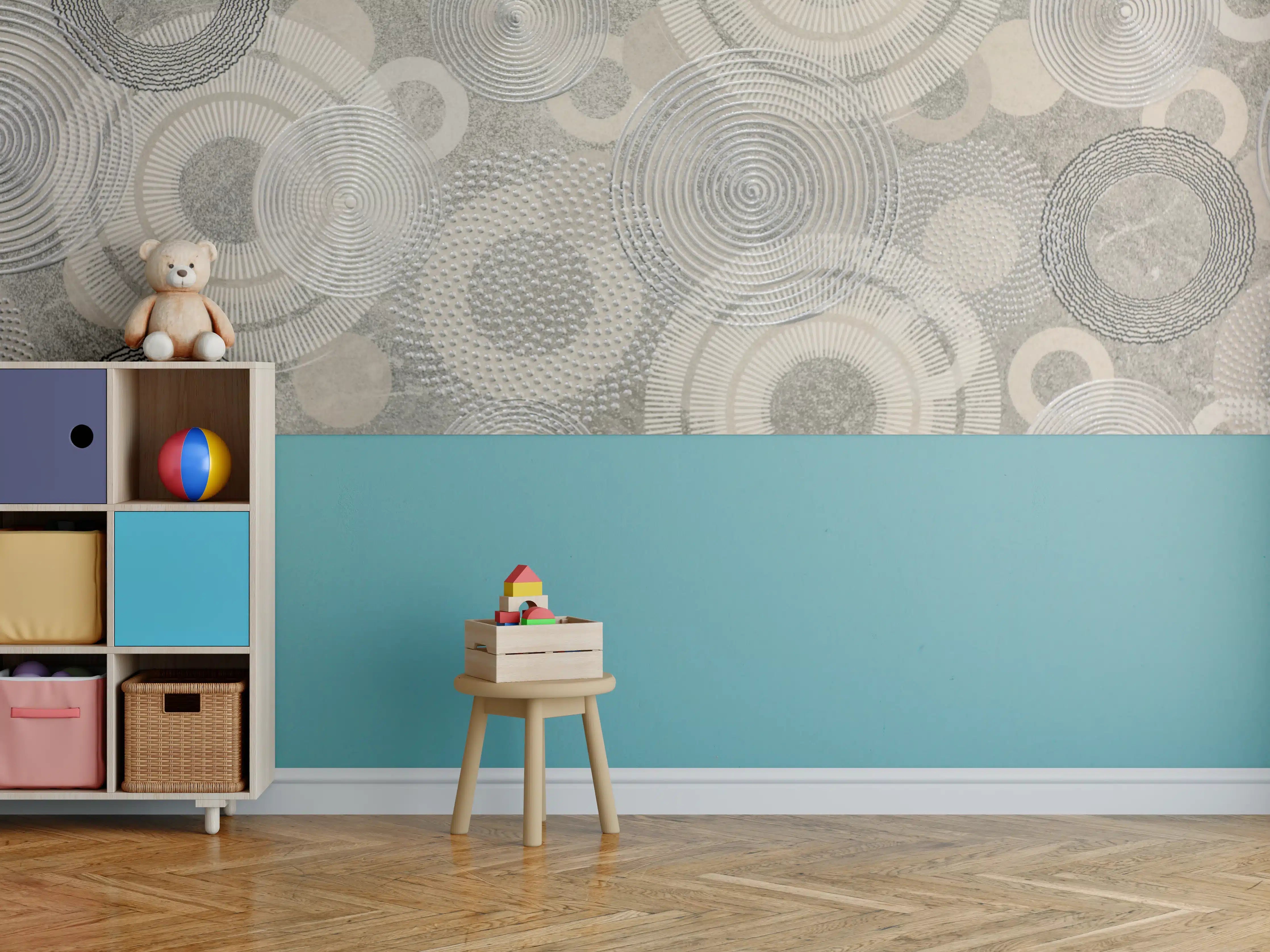 Kinderzimmer Wandgestaltung - Graue Eleganz im geometrischen Design