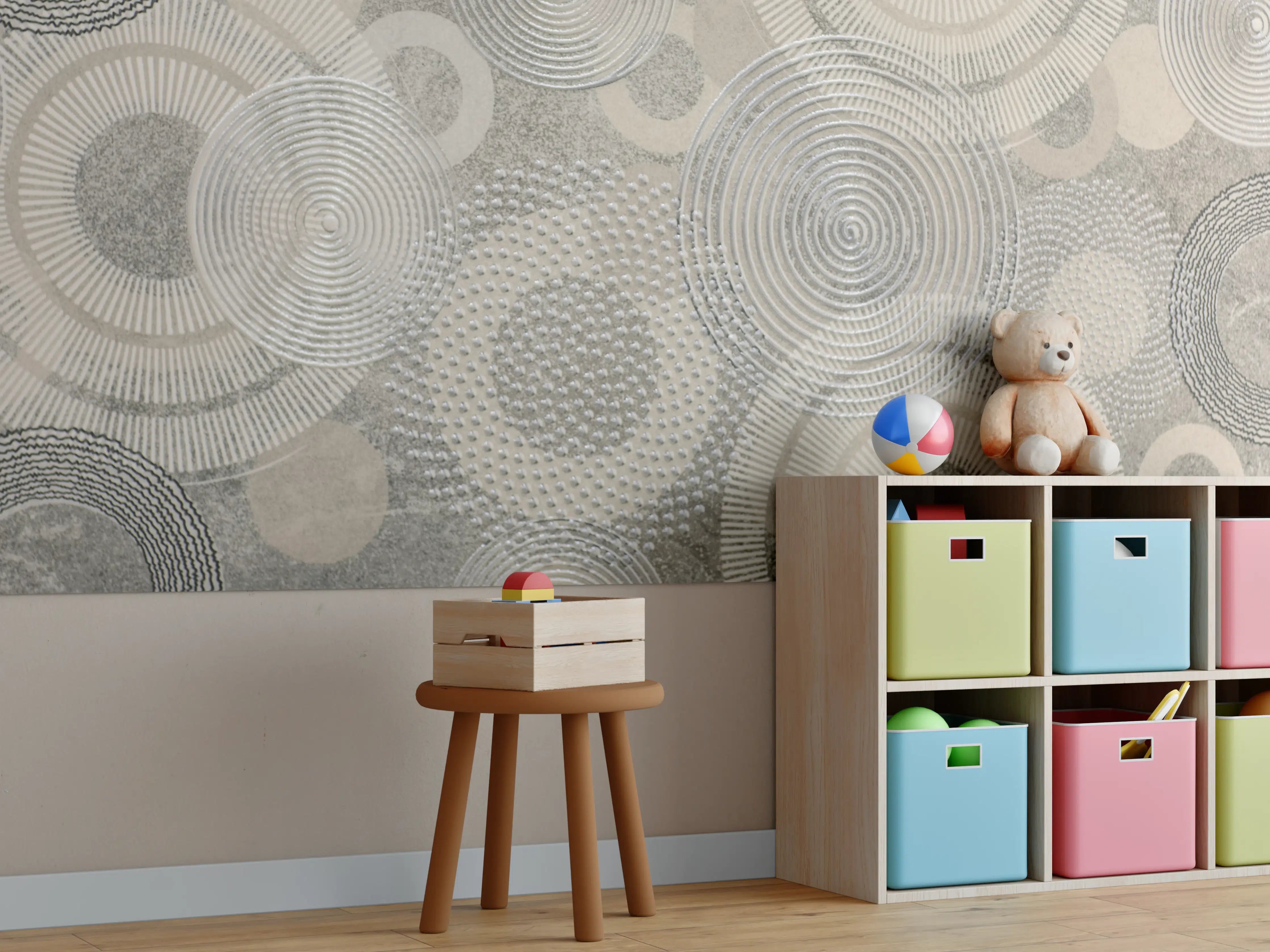 Kinderzimmer Wandgestaltung - Graue Eleganz im geometrischen Design