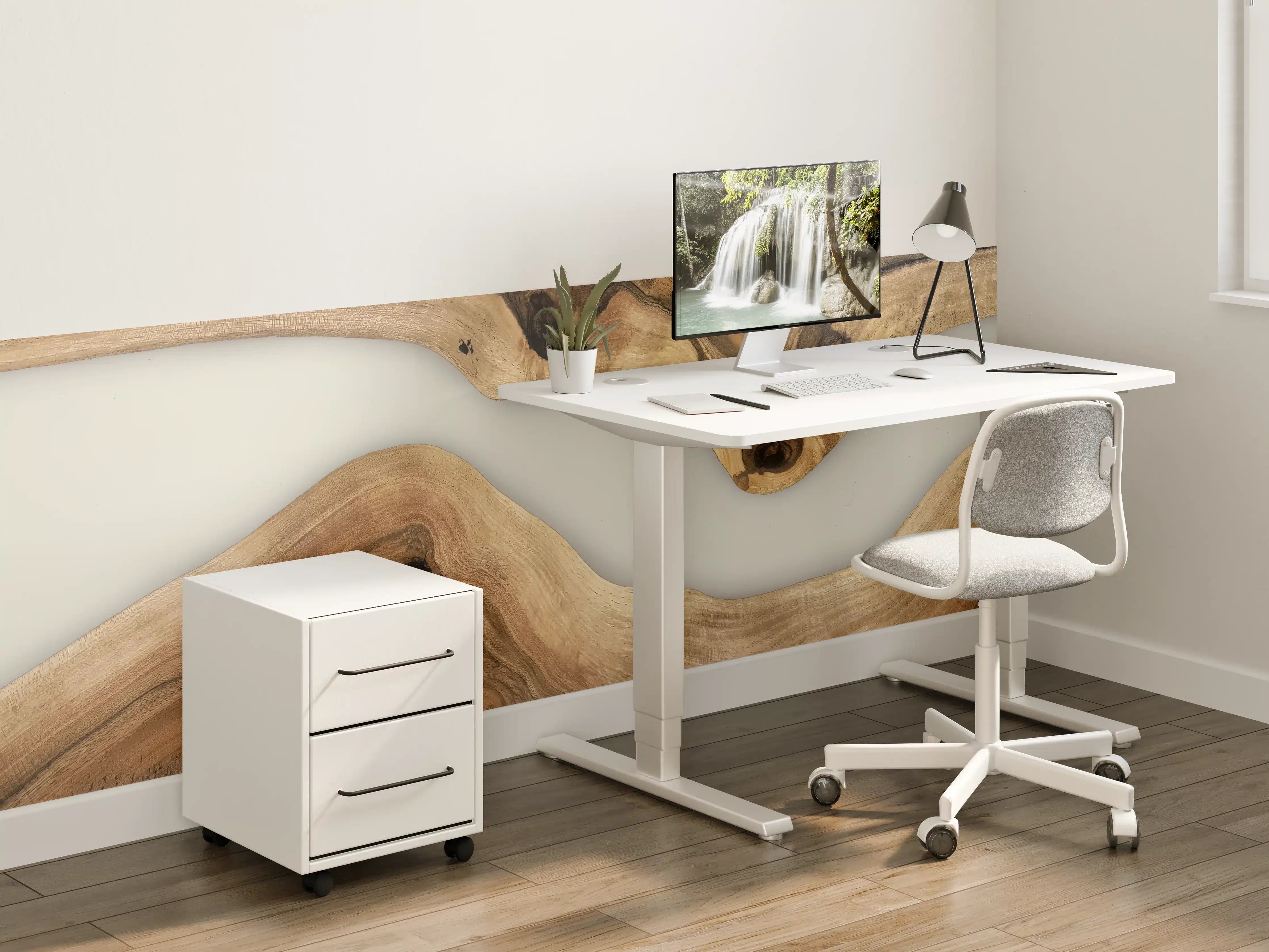 Kinderzimmer Wandgestaltung - Graue Holzmaserung im Weiß