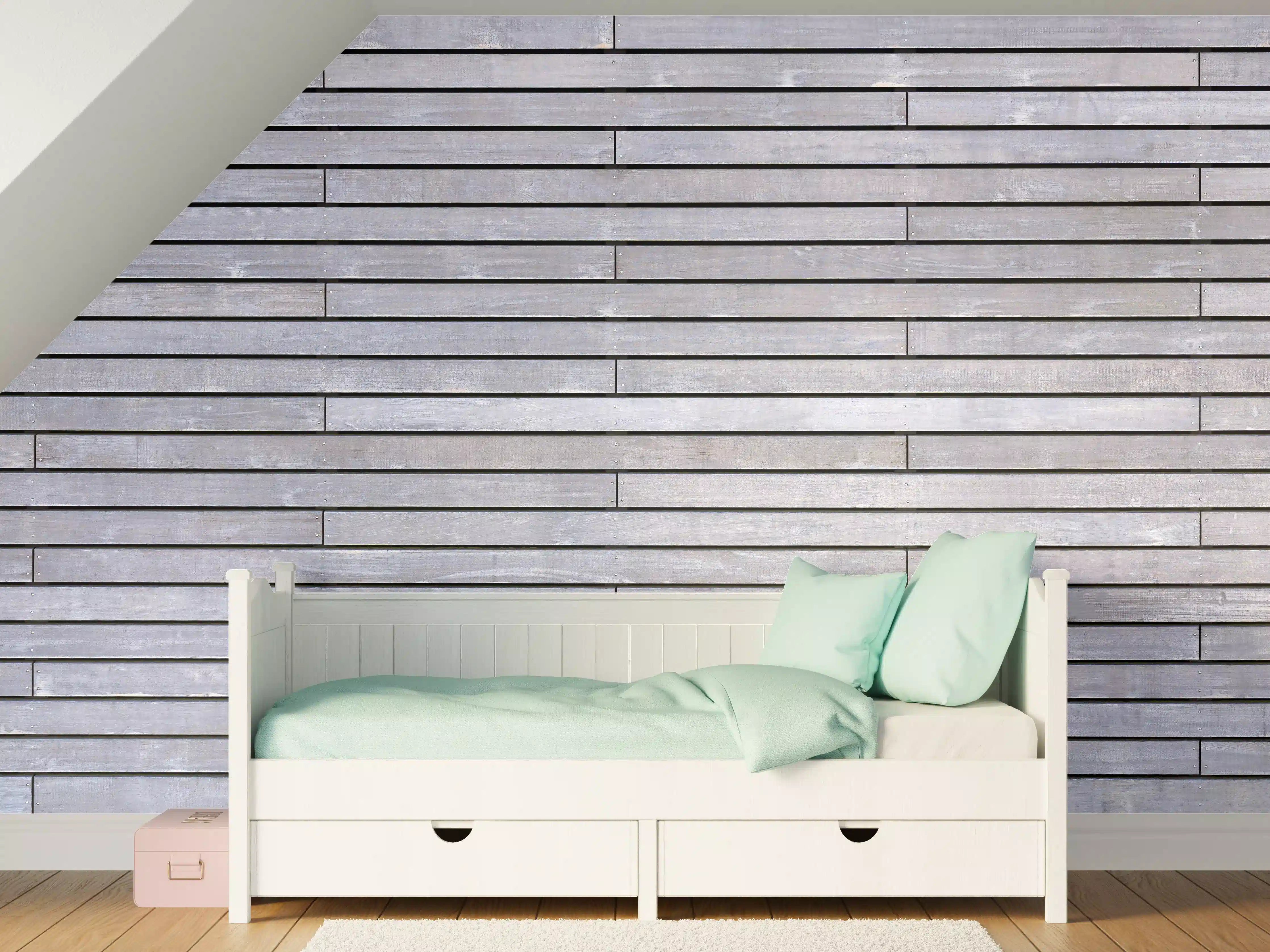 Kinderzimmer Wandgestaltung - Graue Holzverkleidung