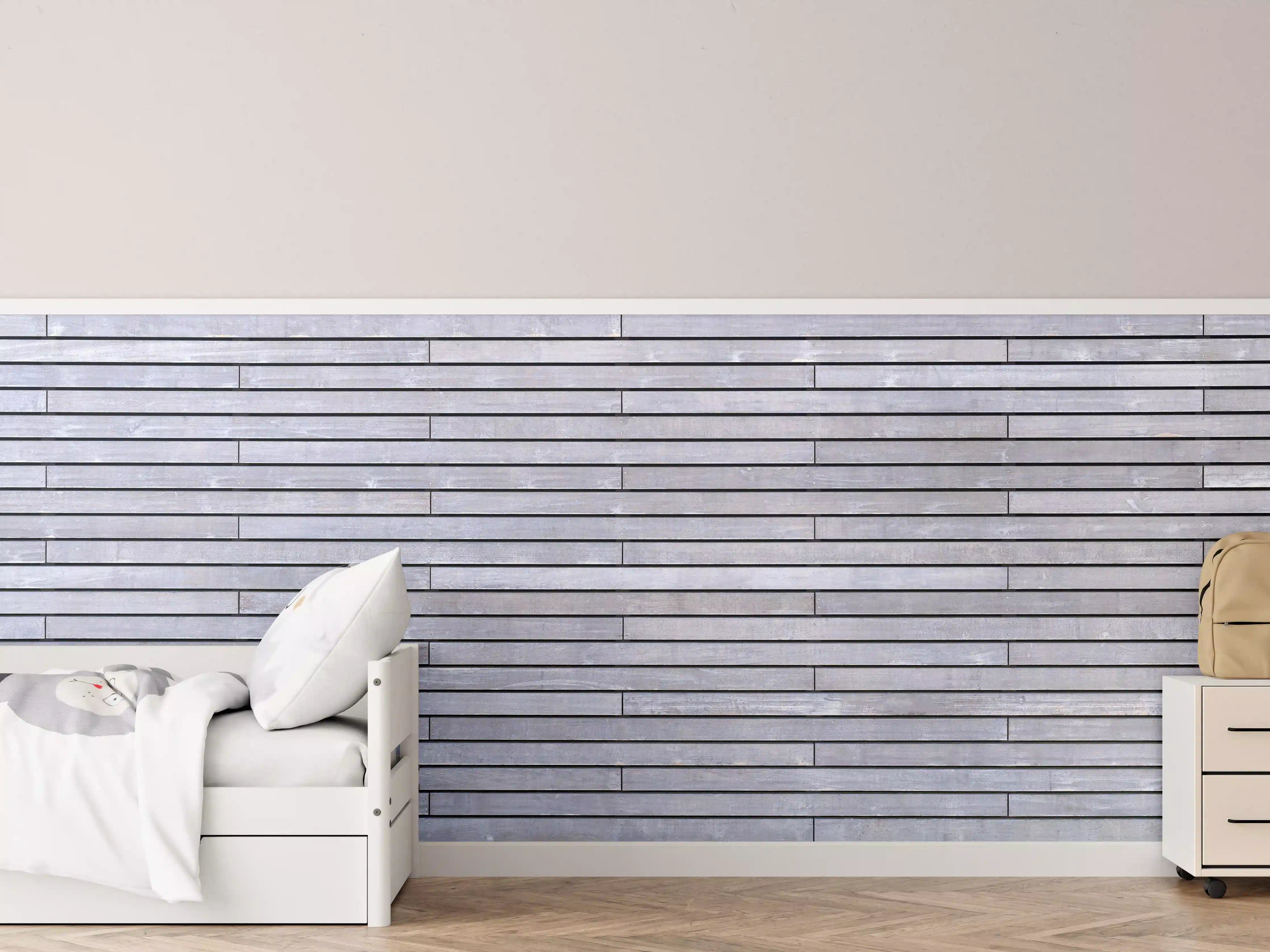 Kinderzimmer Wandgestaltung - Graue Holzverkleidung