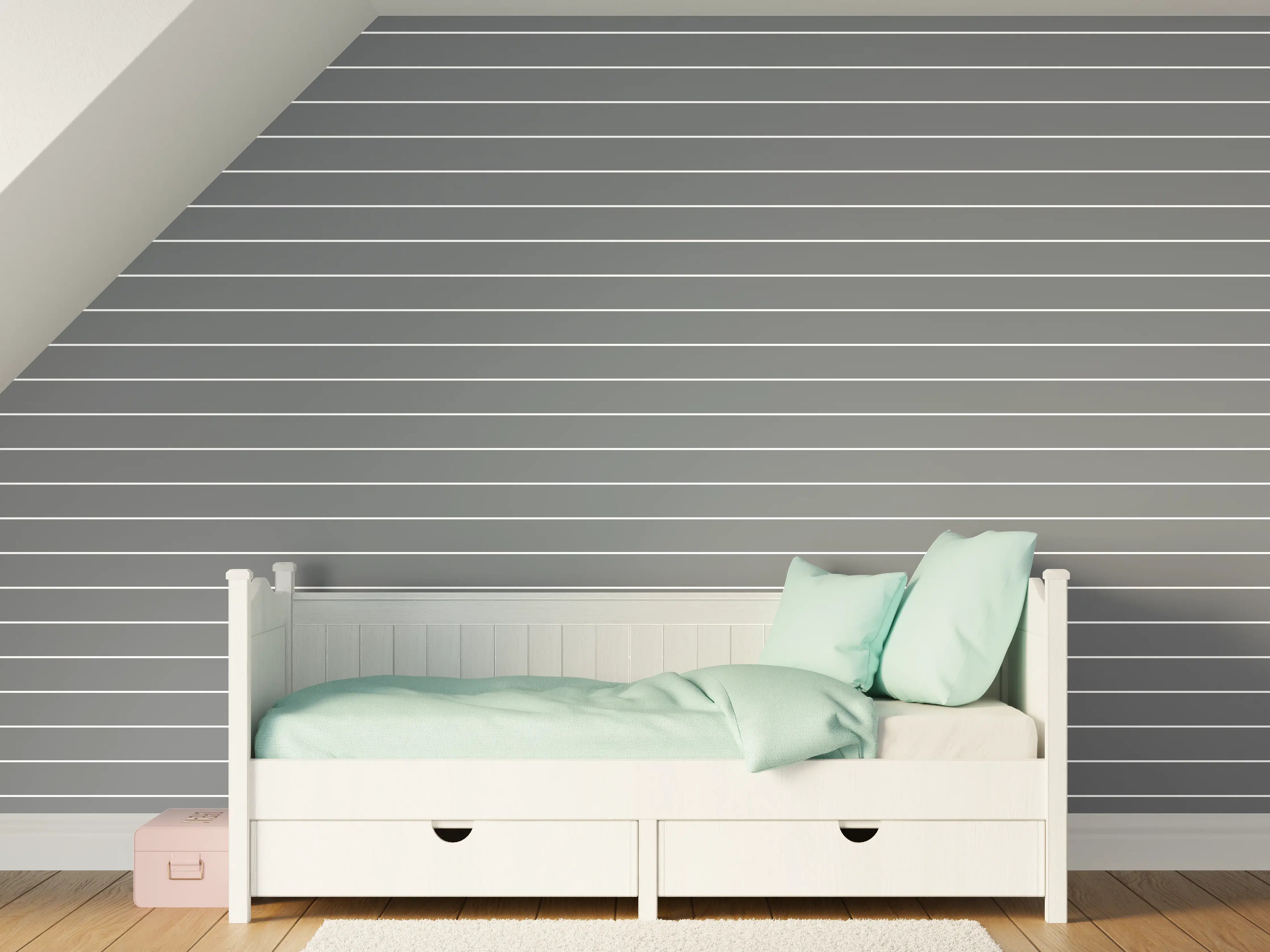 Kinderzimmer Wandgestaltung - Graue Linienstruktur, modernes Design