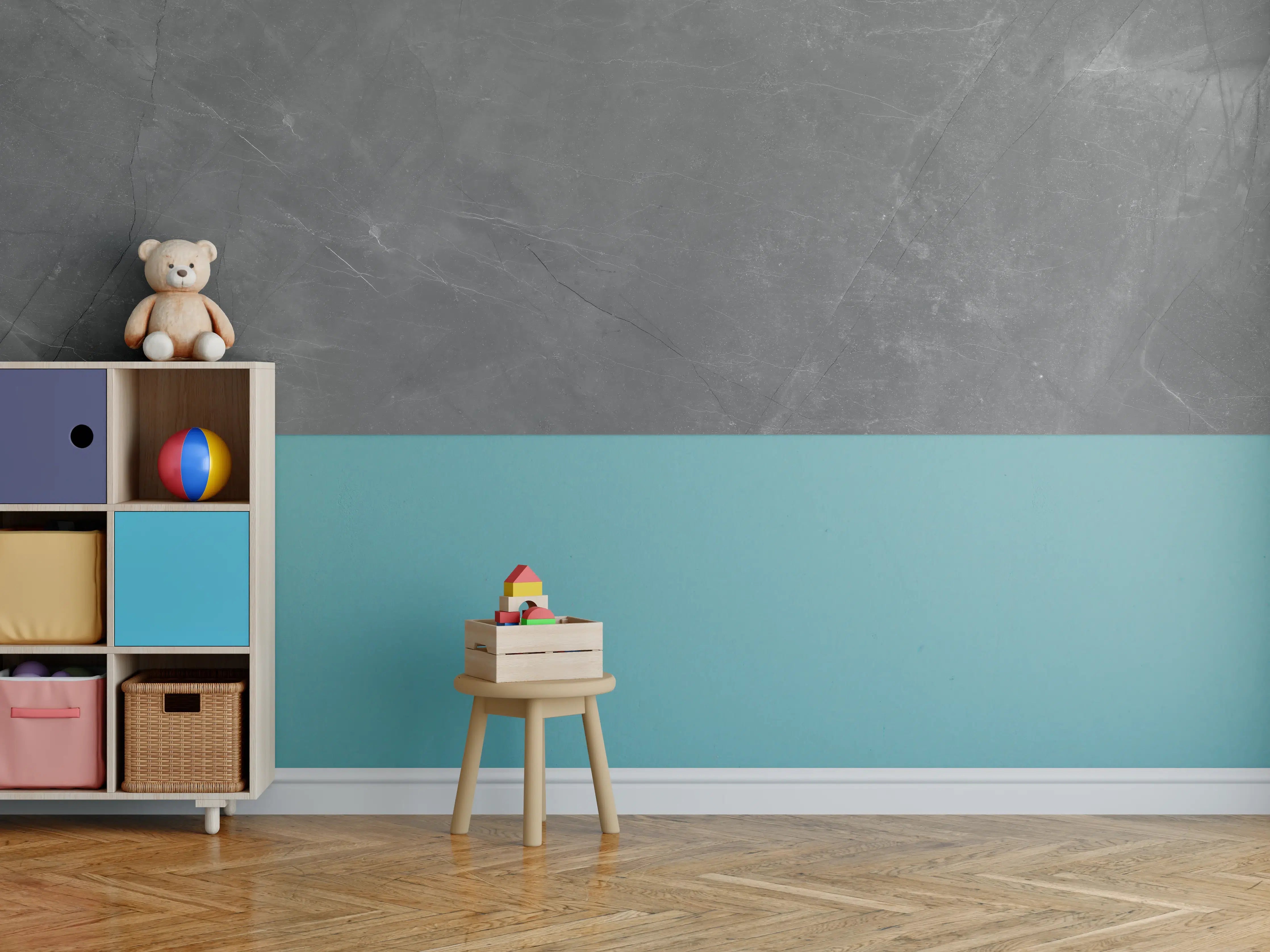 Kinderzimmer Wandgestaltung - Graue Marmor Textur mit Adern