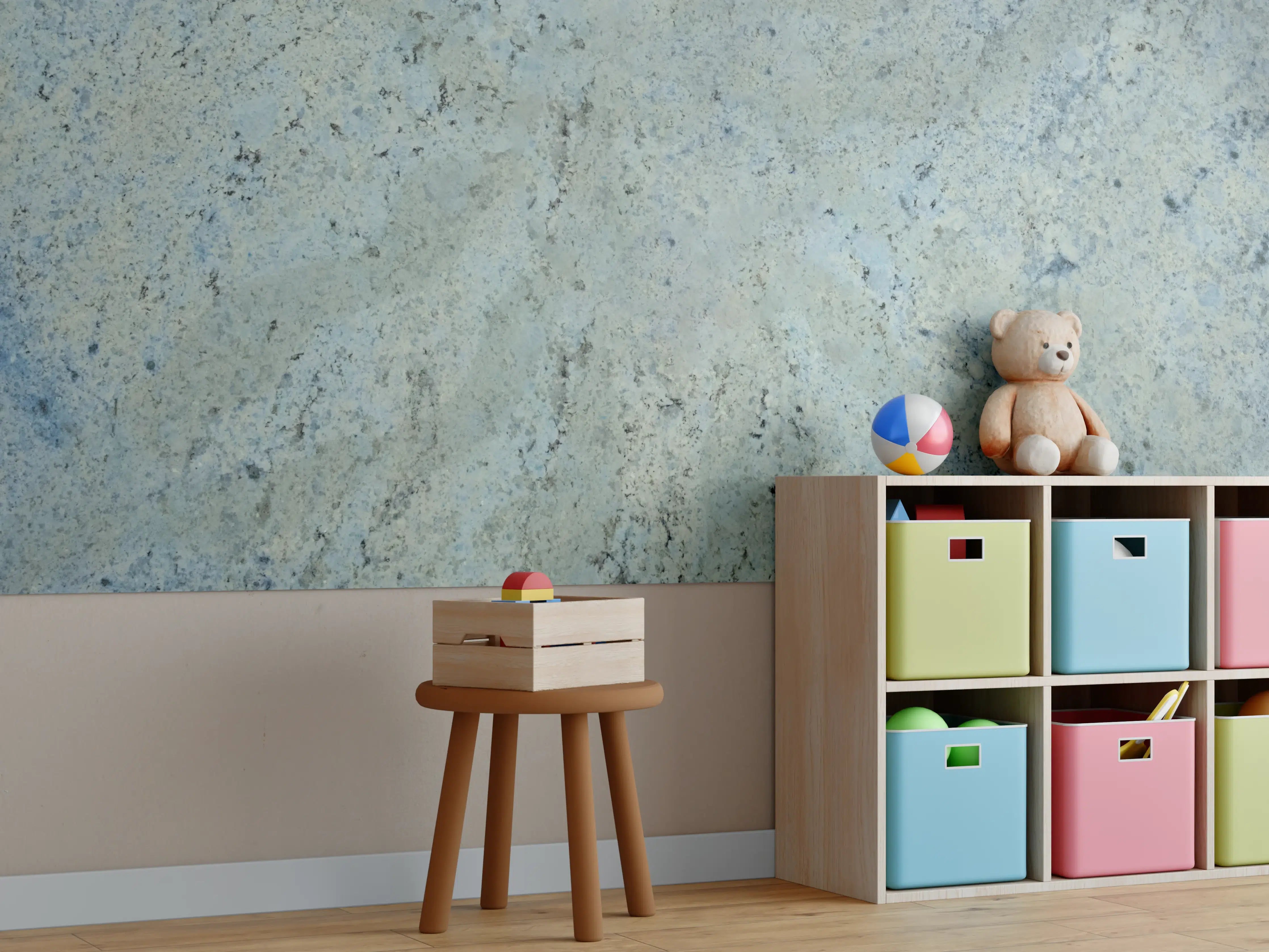Kinderzimmer Wandgestaltung - Graue Marmorwellen
